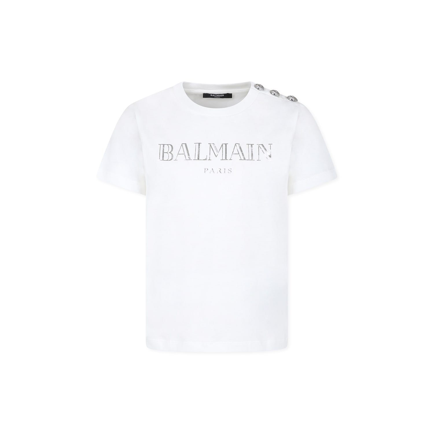 Balmain Kids' Ivory T-shirt For Girl With Logo In White