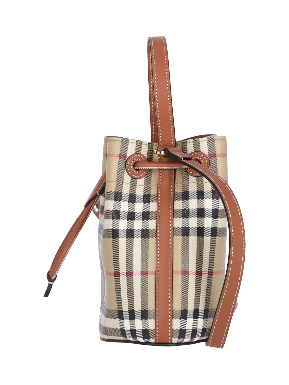 Burberry Check Mini Bag In Vntgchkbriarbrown