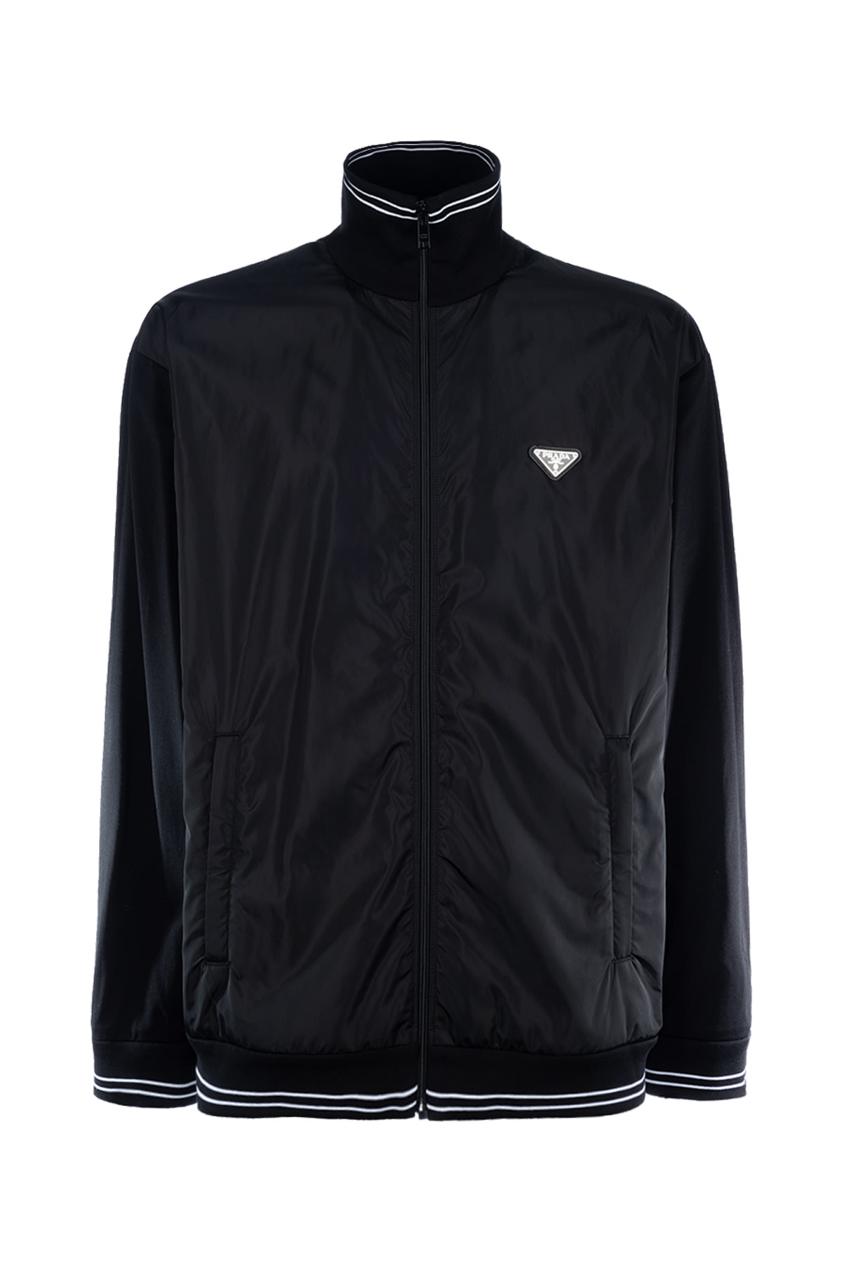Prada Black Cotton And Nylon Jacket In Black