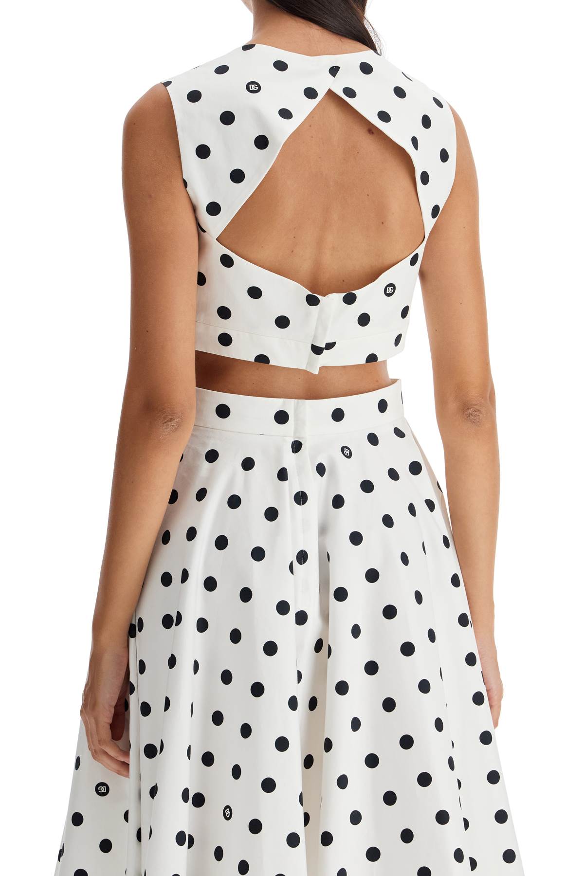 Shop Dolce & Gabbana Polka Dot Cotton Bustier Top With In Pois Med 1.5 F.bianc (white)