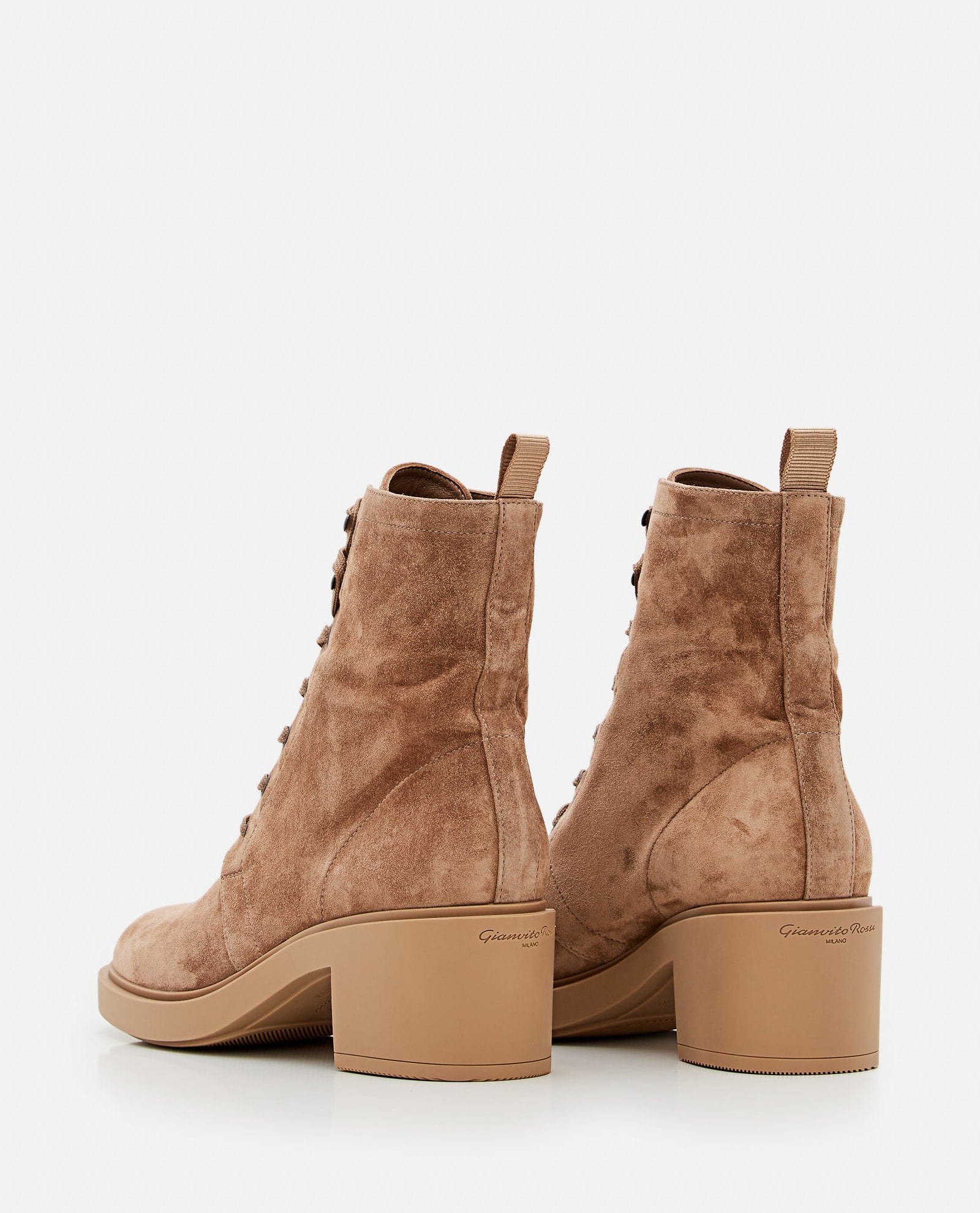 Shop Gianvito Rossi Foster Lace-up Suede Boots In Camoscio Camel