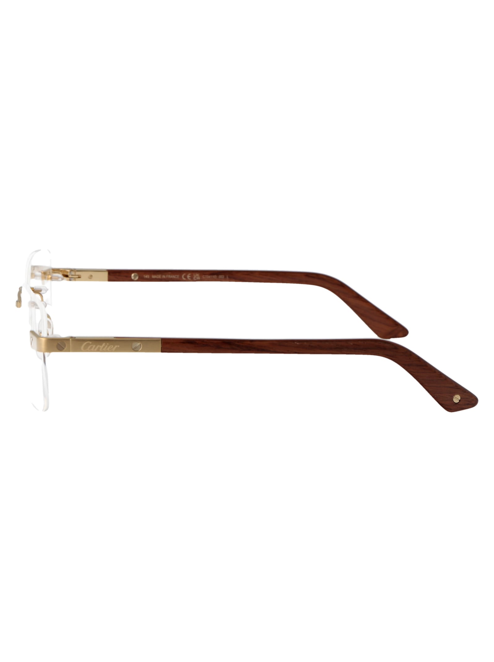 Shop Cartier Ct0411o Glasses In 002 Gold Brown Transparent