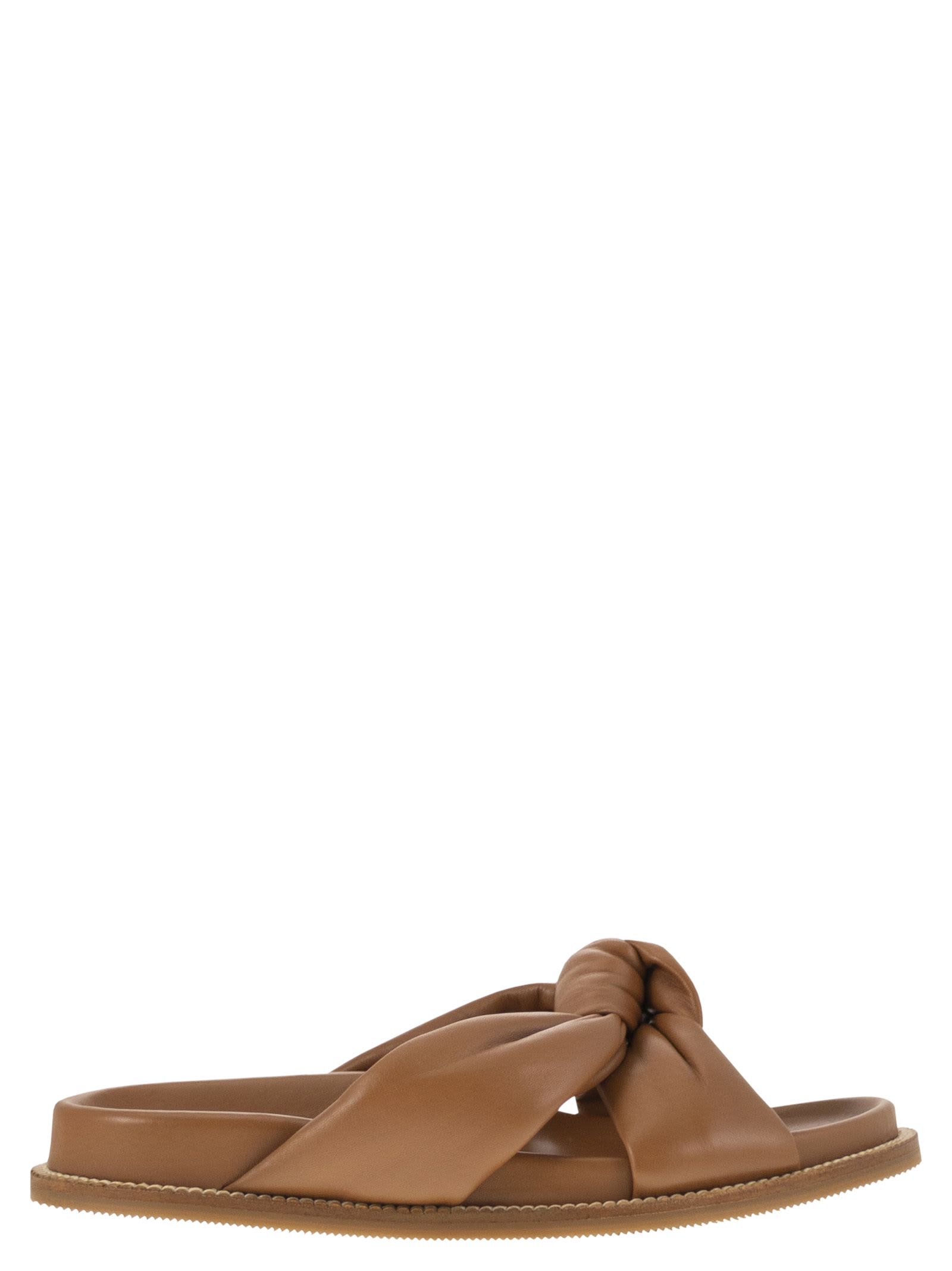 Fabiana Filippi Leather Slipper With Fussbett And Knot In Leather