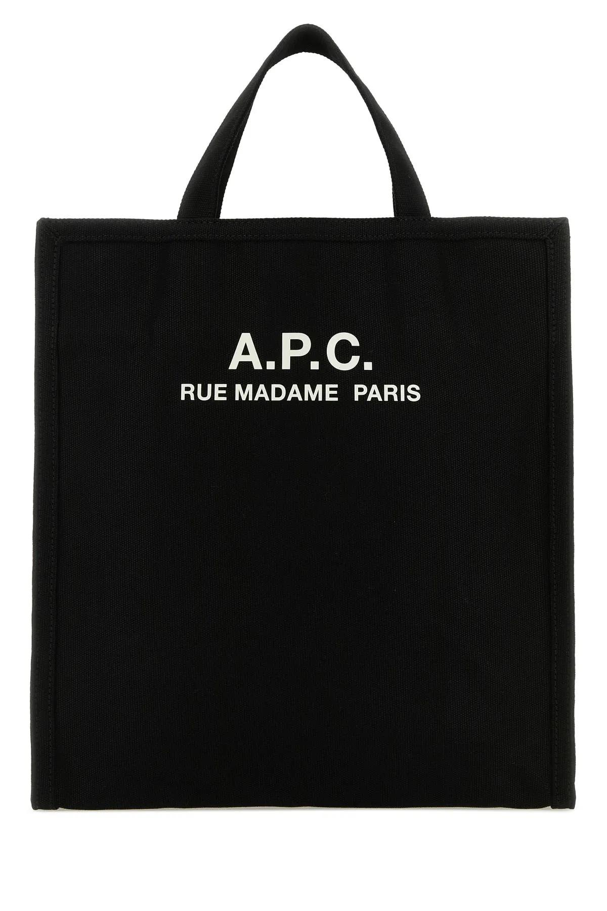 Apc Black Canvas Cabas Shopping Bag In Lzz Black