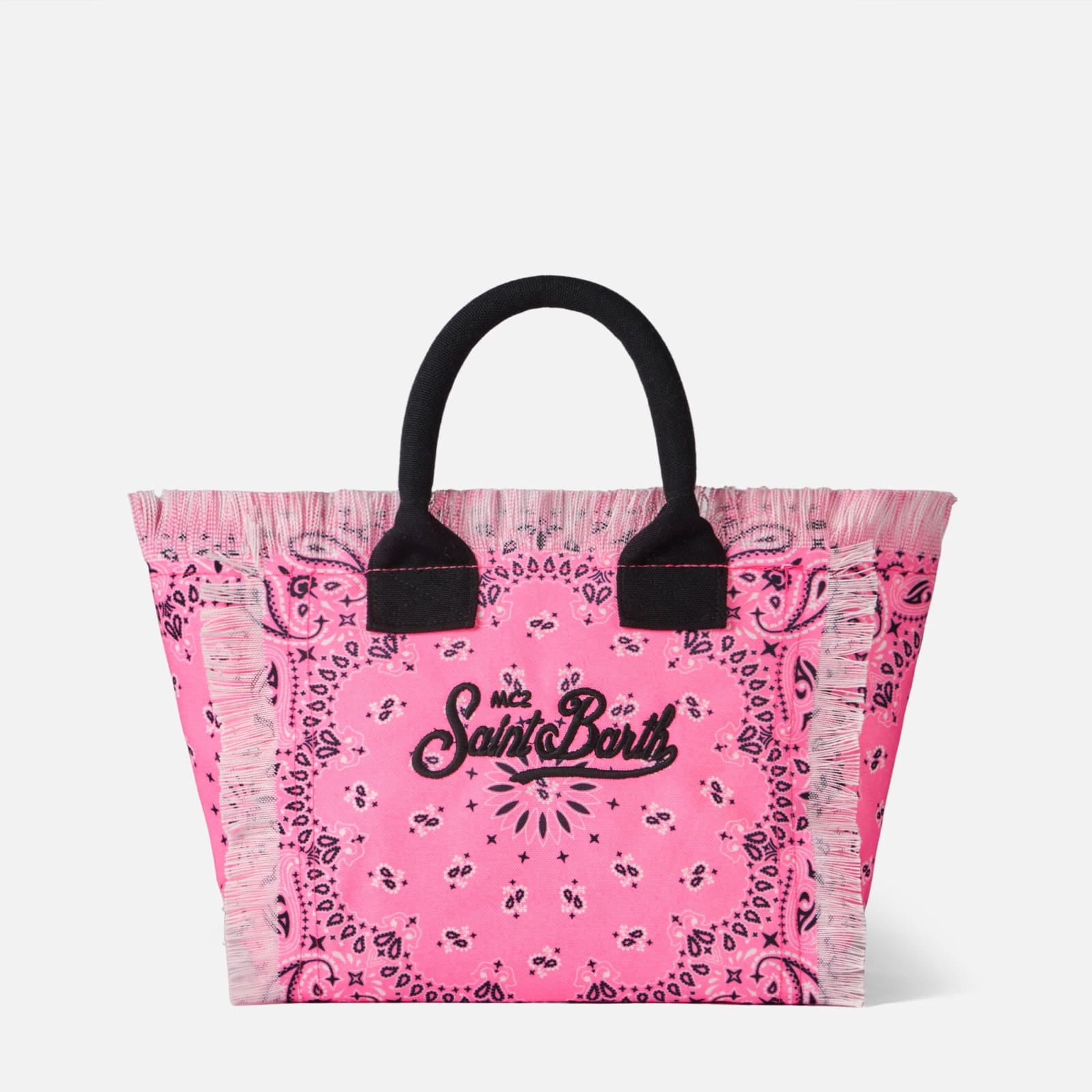 MC2 SAINT BARTH COLETTE FLUO PINK HANDBAG WITH BANDANNA PRINT