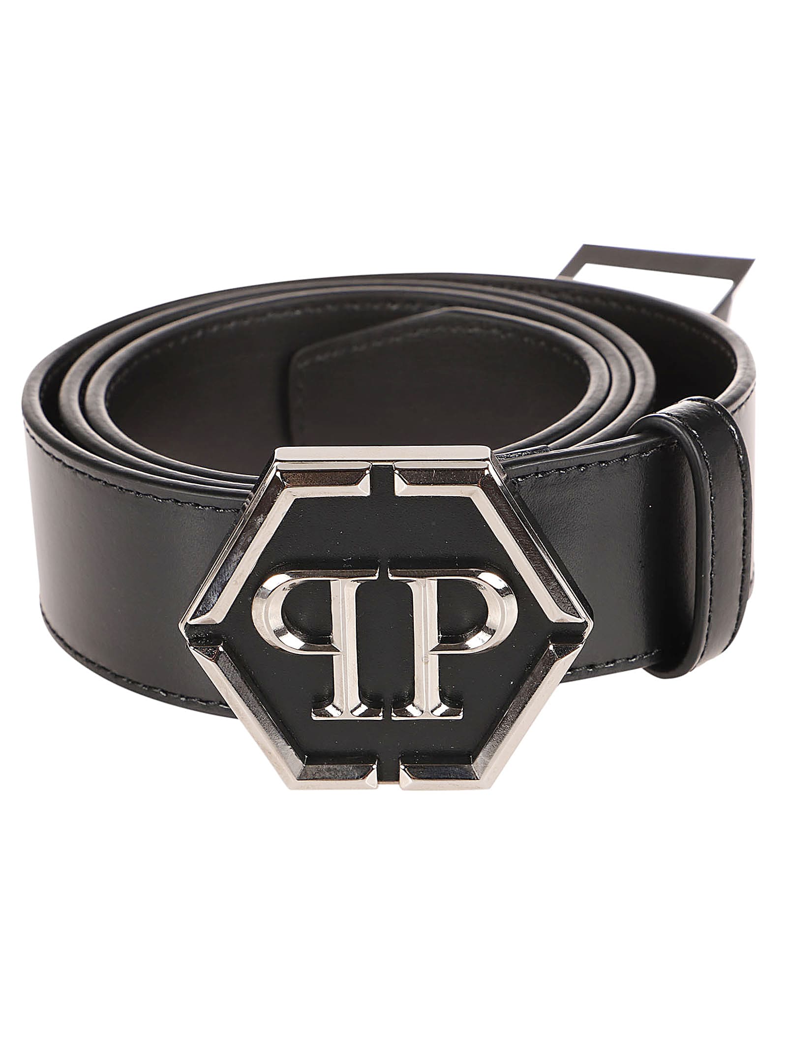 Shop Philipp Plein Hexagon Belt In Black/nichel