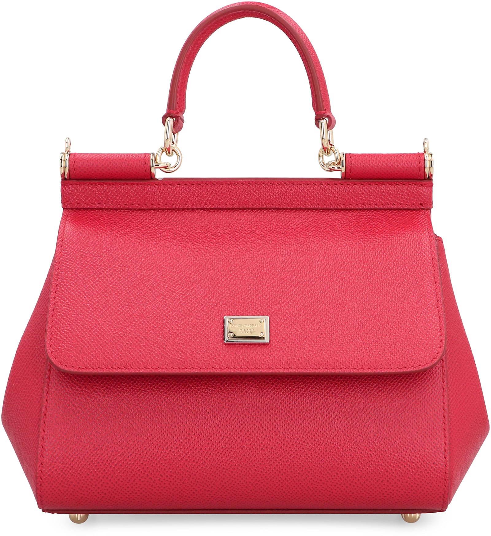 Dolce & Gabbana Sicily Media Leather Handbag In Red