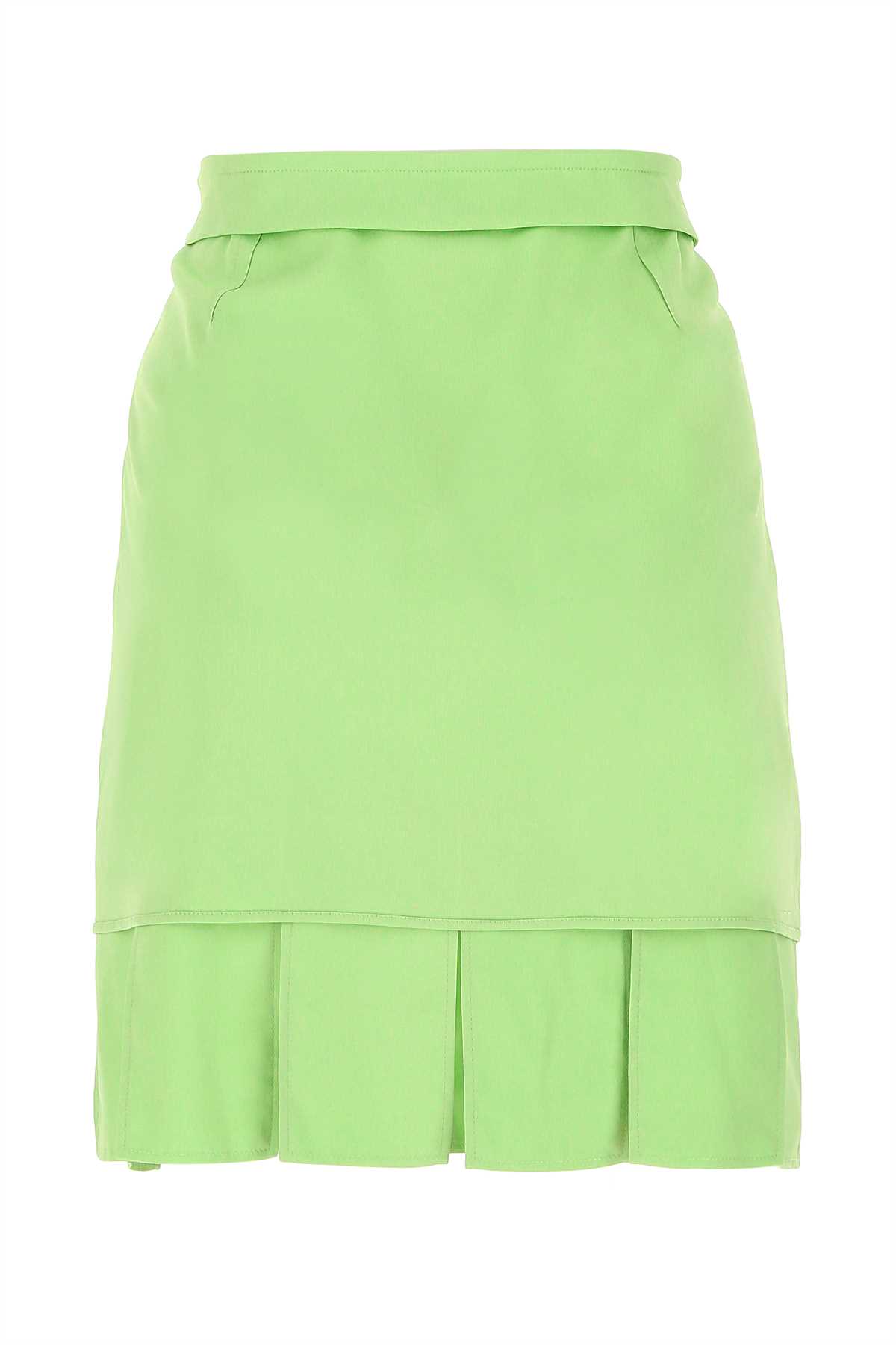 Bottega Veneta Pastel Green Stretch Viscose Miniskirt In Green