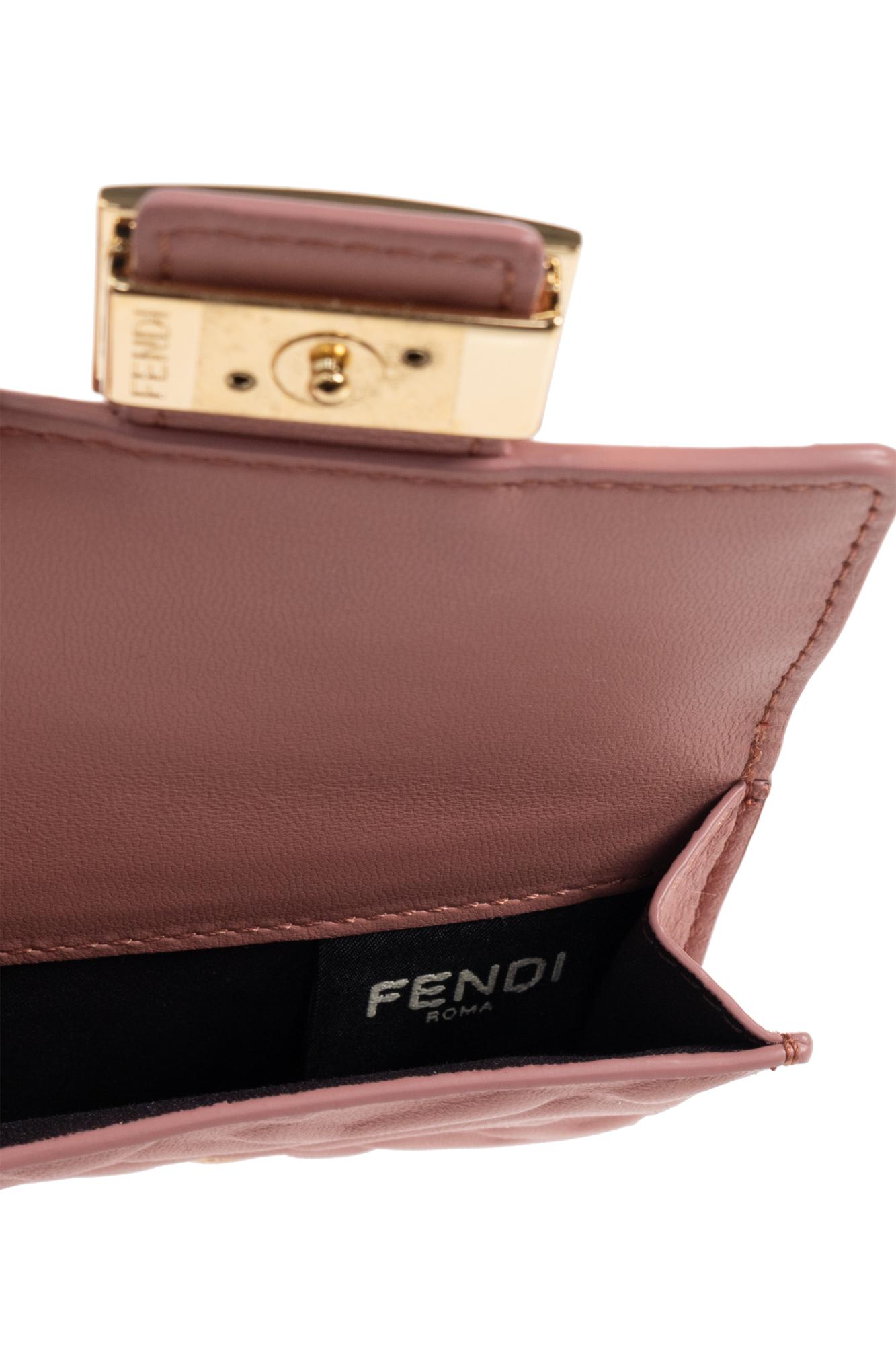 Fendi Micro Tri-fold Wallet Baguette In Leather In Brown