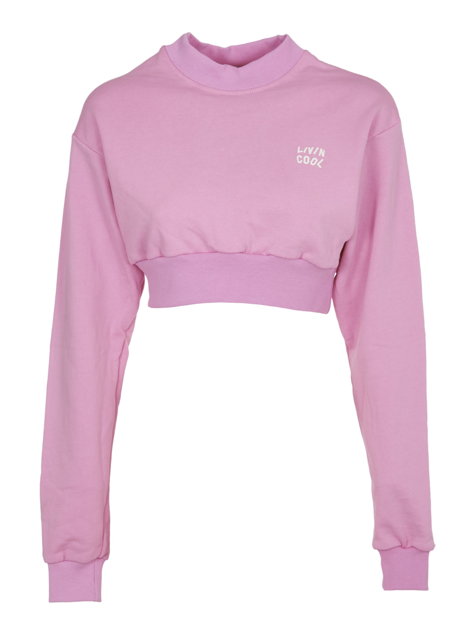 LIVINCOOL Crop Pink Sweatshirt