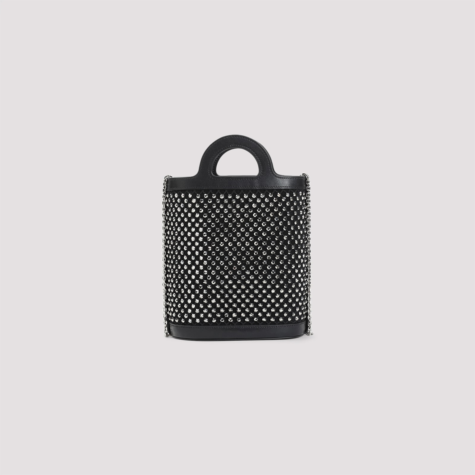 Marni Nano Tropicalia Crystal-embellished Bucket Bag In Black