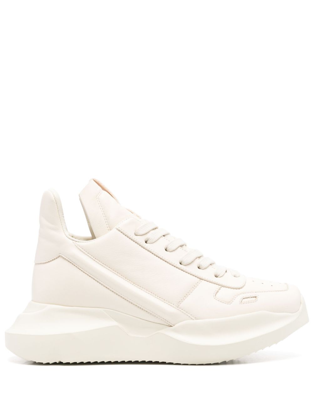 Rick Owens Geth Runner Leather Sneakers In White