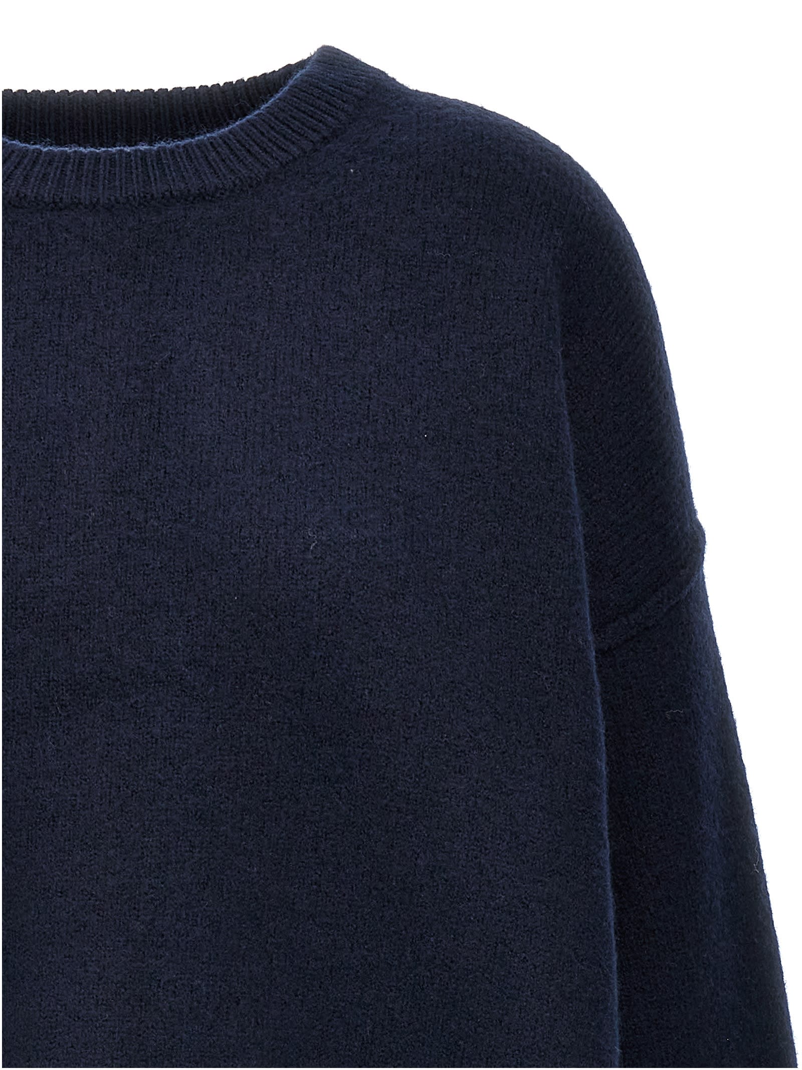 Shop Ganni Boiled Wool Sweater In Blue