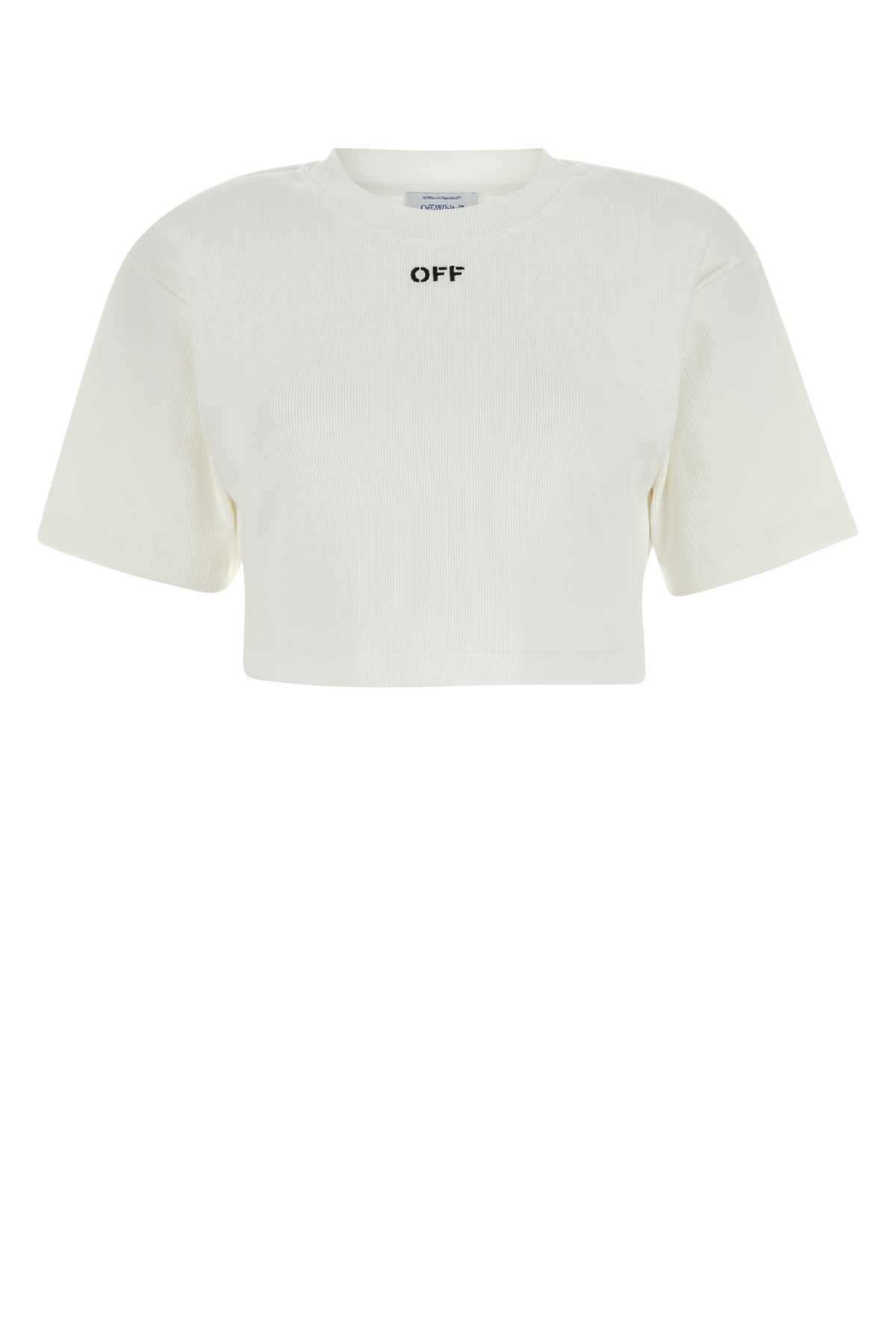 Shop Off-white White Stretch Cotton T-shirt In Whiteblac