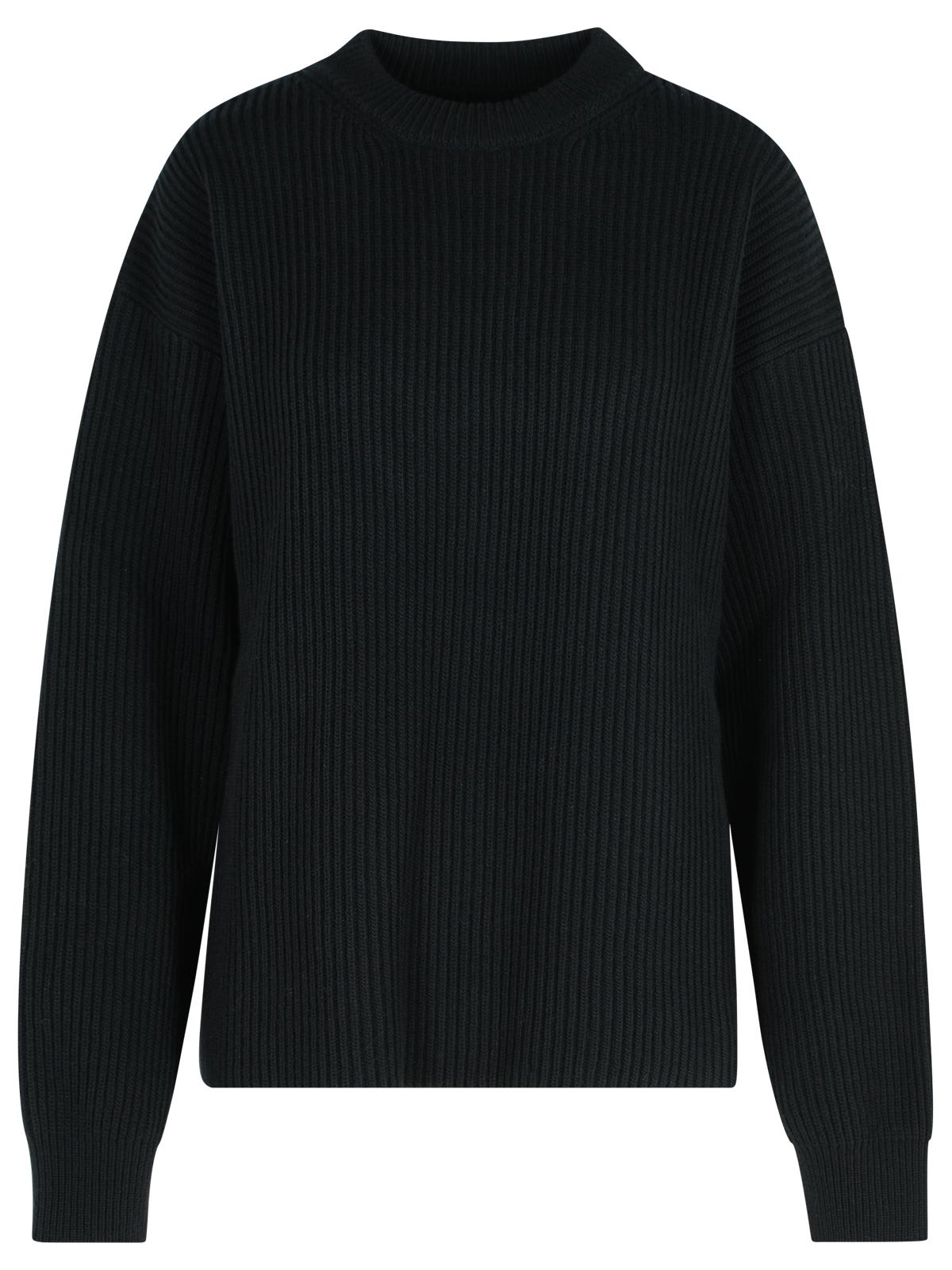Jil Sander Wool Crew Neck Sweater With Asymmetric Detail In Black