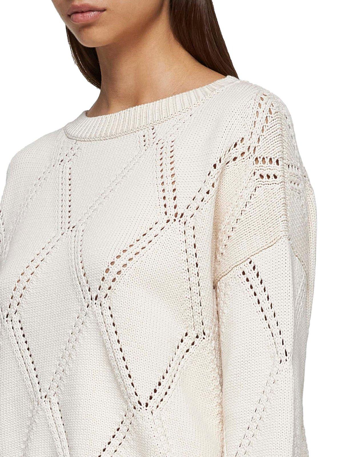 Shop Weekend Max Mara Cerwneck Asymmetric Oversized Jumper In Ecru