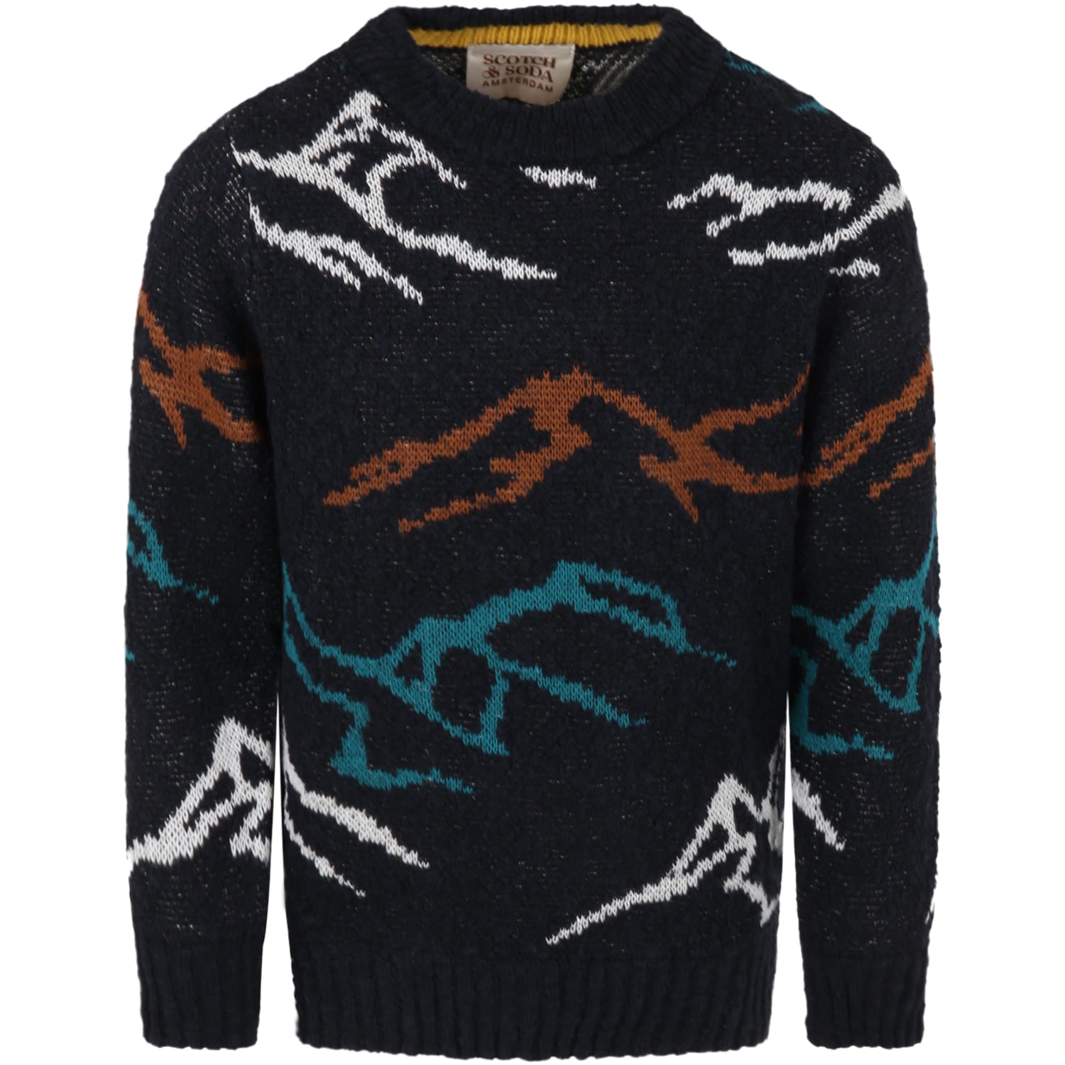 Scotch & Soda Blue Sweater For Boy With Mountains