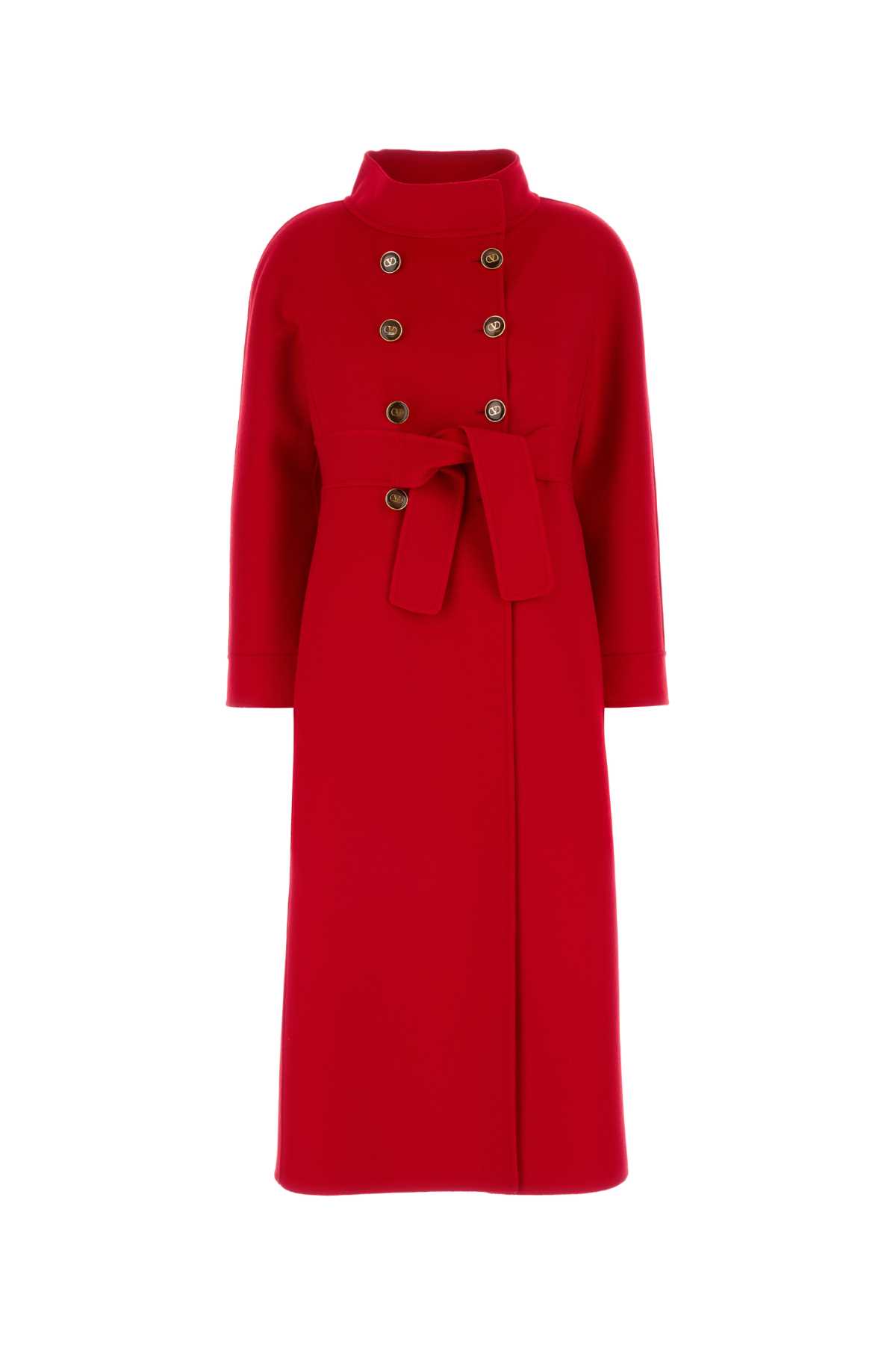 Red Virgin Wool Blend Coat