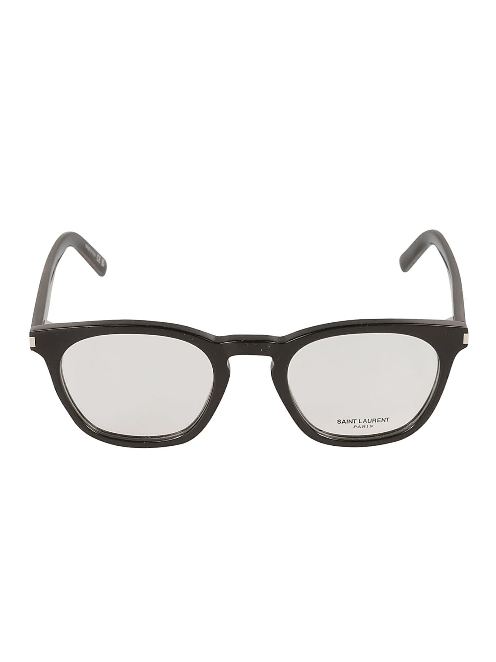 Saint Laurent Round Frame Classic Glasses In Black/transparent