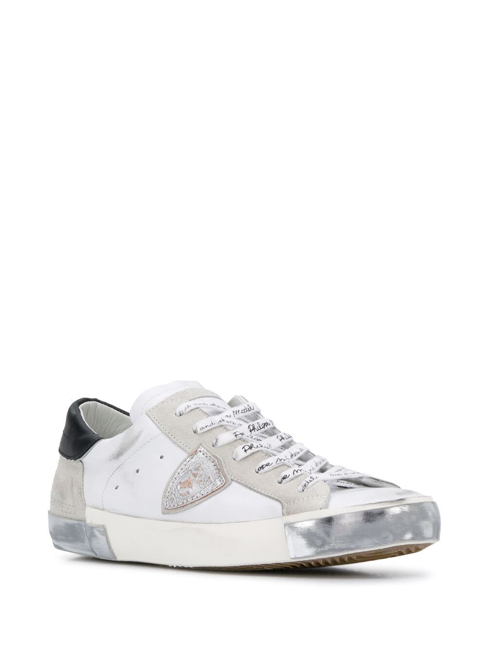 Shop Philippe Model Prsx Low Man Sneakers In White Silver