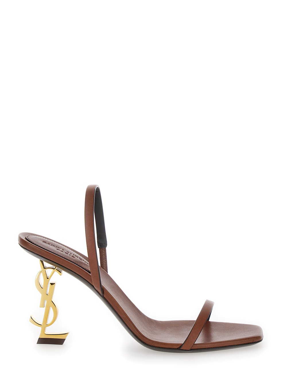 Shop Saint Laurent Opyum 85 Sandal Cuir Maine In Bruciato/bruciato