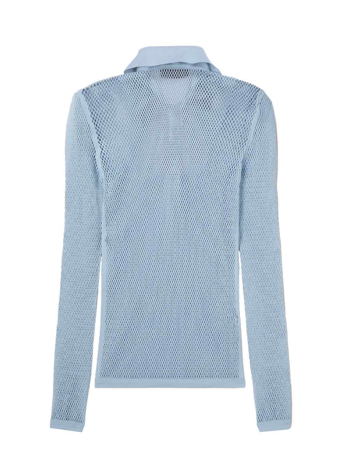 Gucci Mesh Technical Polo Shirt In Blue