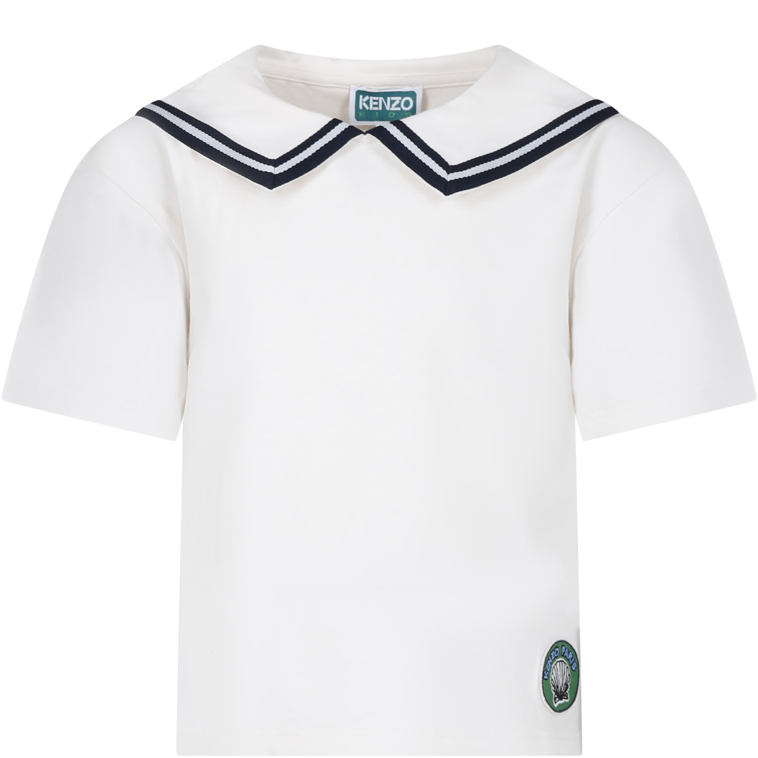 Shop Kenzo Ivory T-shirt For Boy With Logo Patch