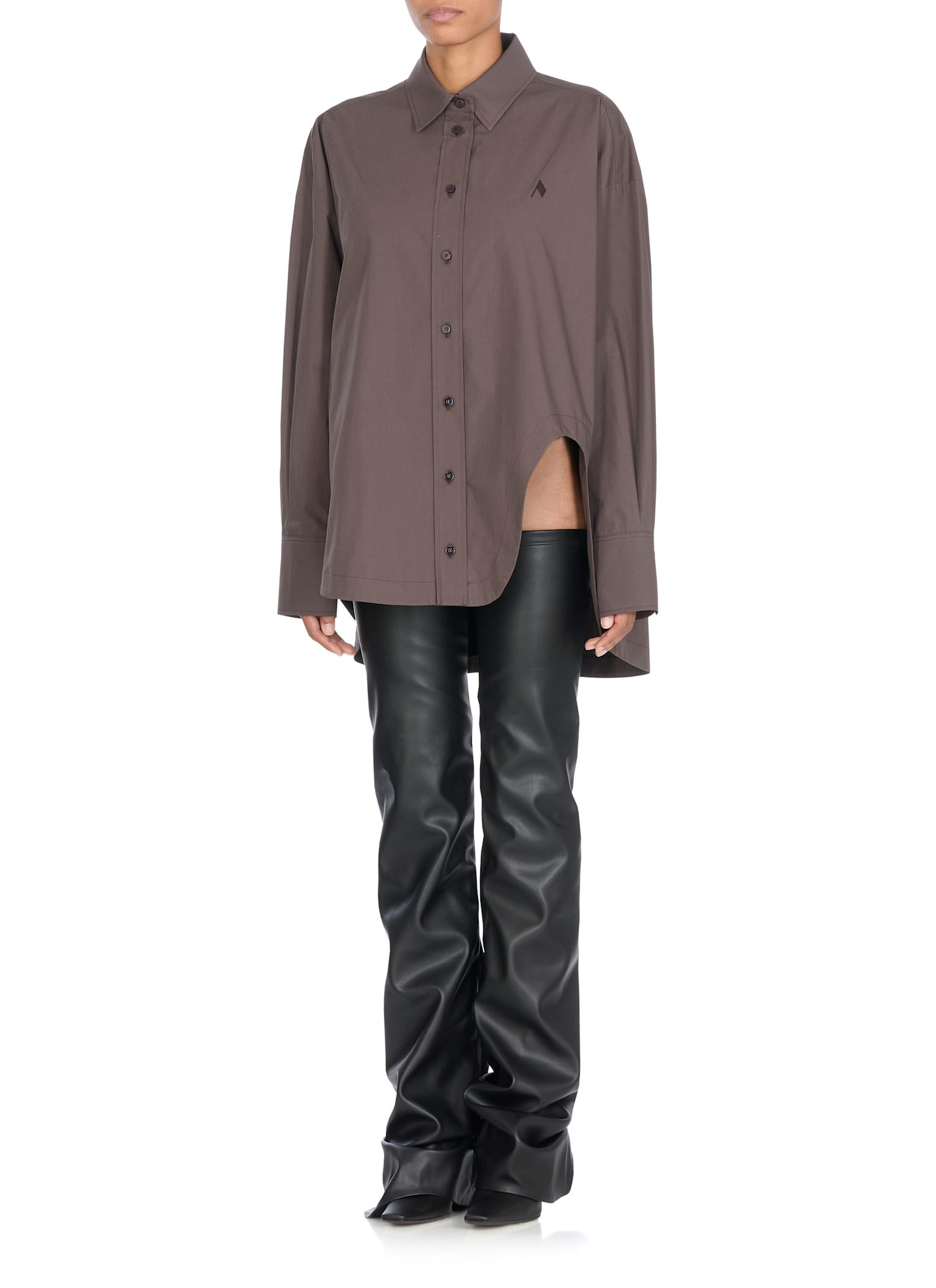 Attico Brown Diana Shirt In Gray