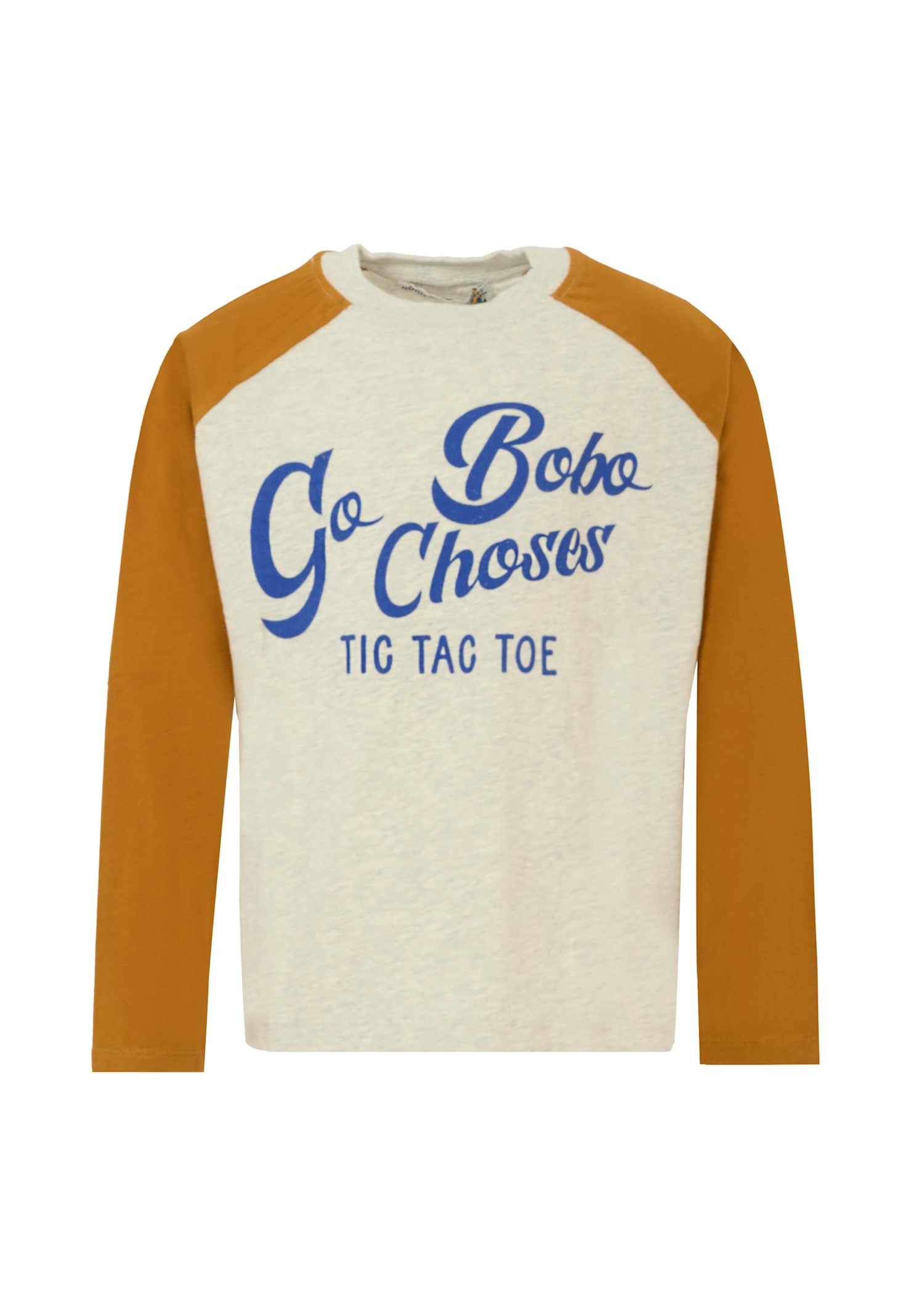 Bobo Choses Gray T-shirt For Kids With Blue Logo In Multi