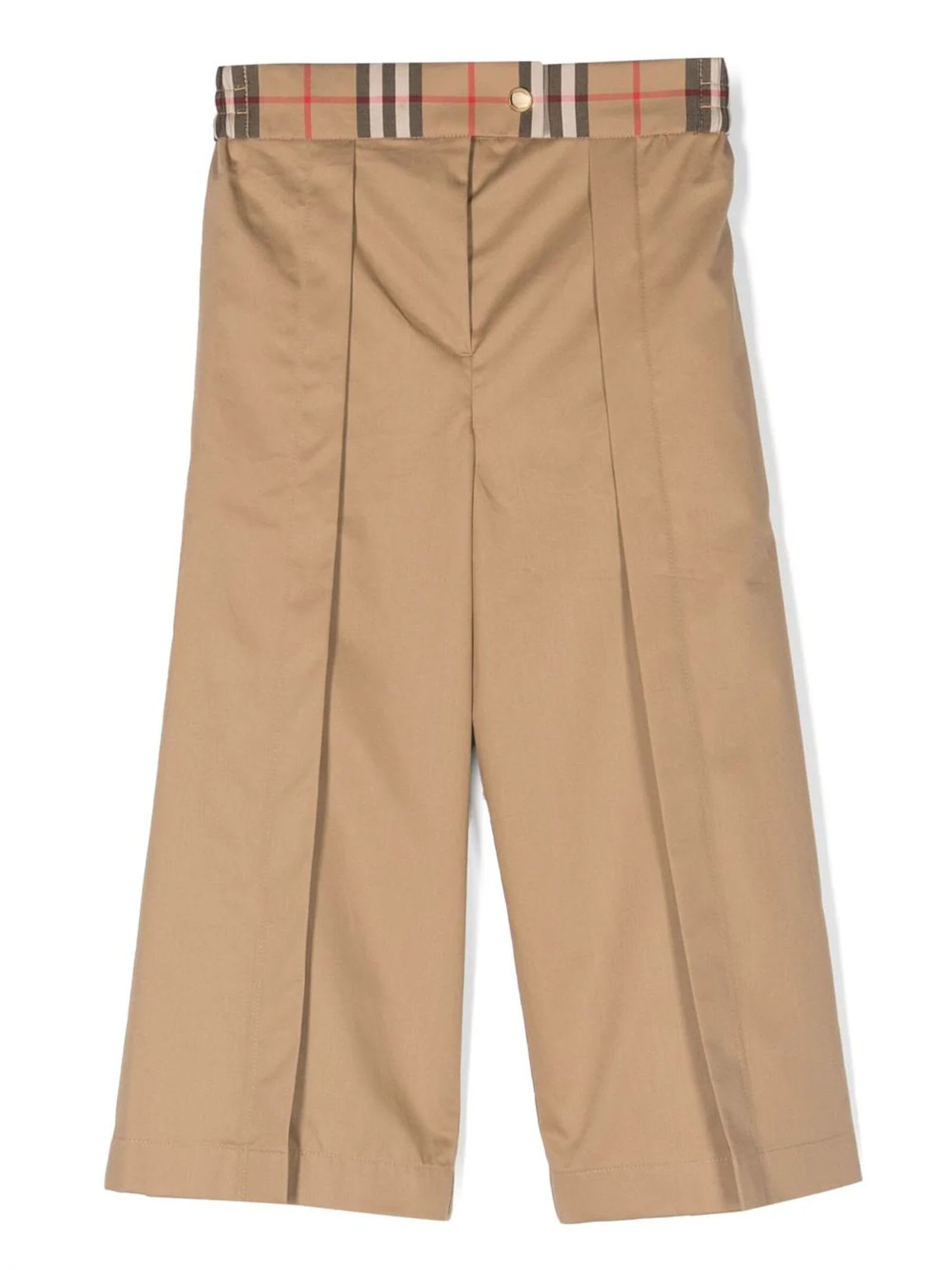 Burberry Kids' Beige Cotton Trousers In Gray