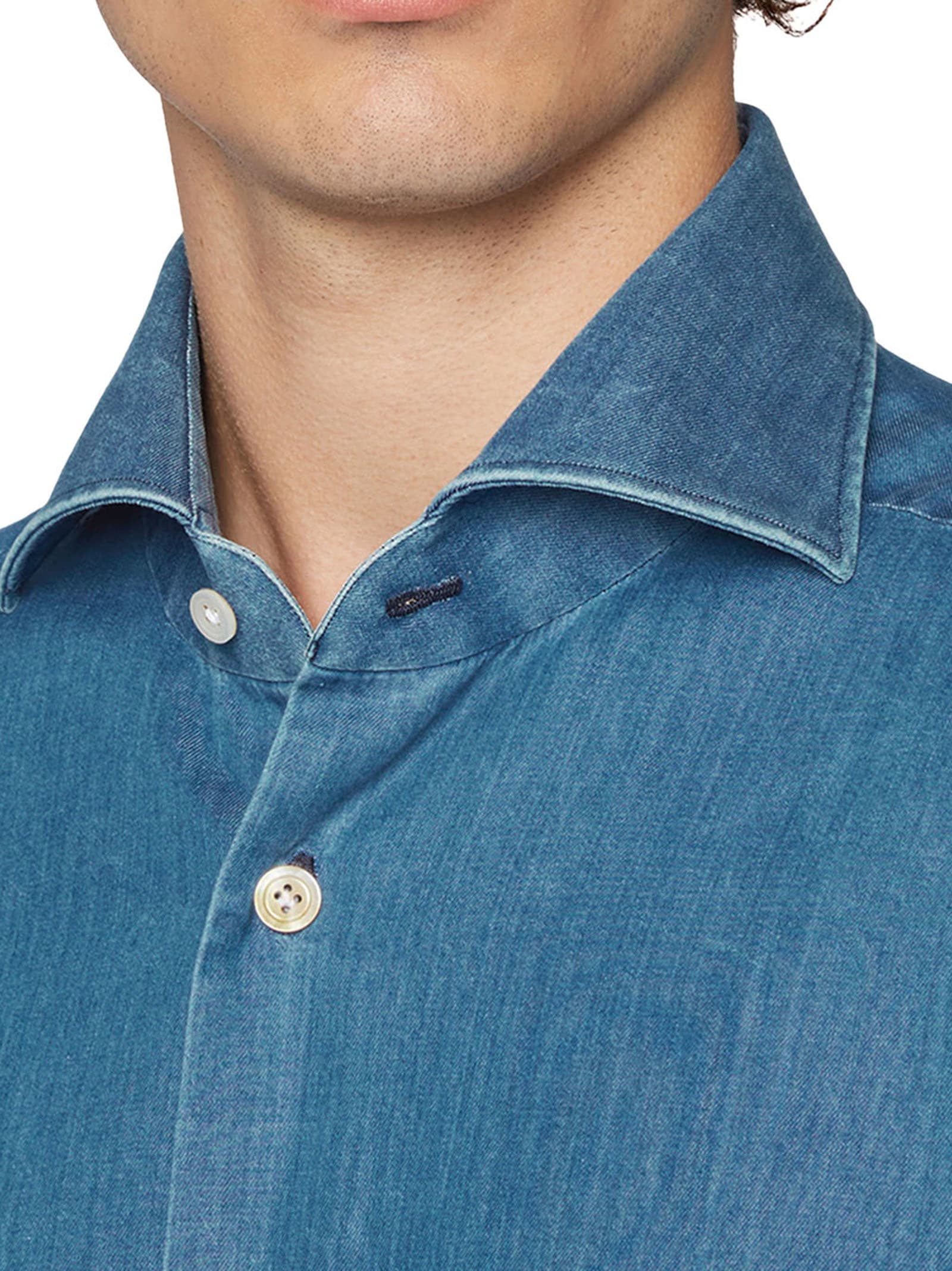 Shop Kiton Shirt Cotton In Blue