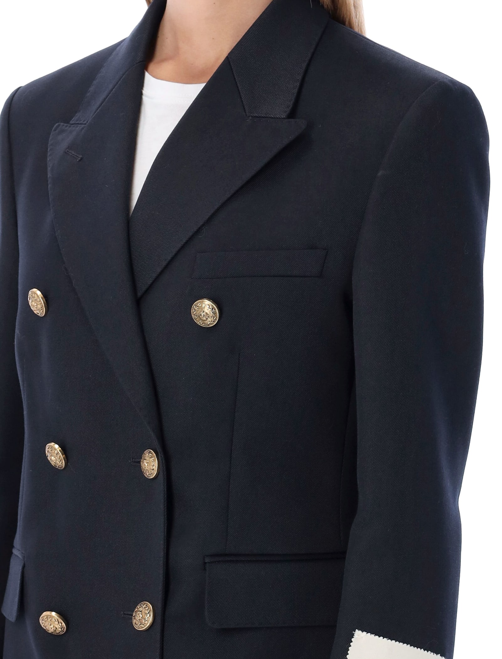 Shop Golden Goose Heraldic Buttons Double-breasted Blazer In Navy