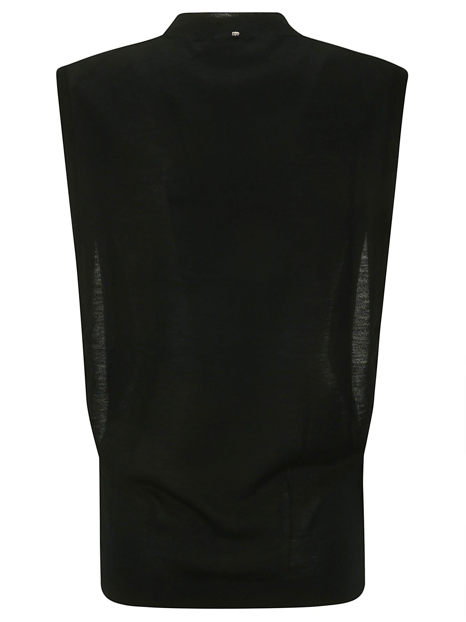 Sportmax Sleeveless Wool And Silk Top In Black