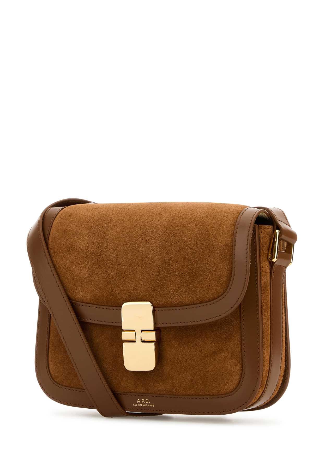 Shop Apc Camel Suede Small Grace Crossbody Bag In Marronglace