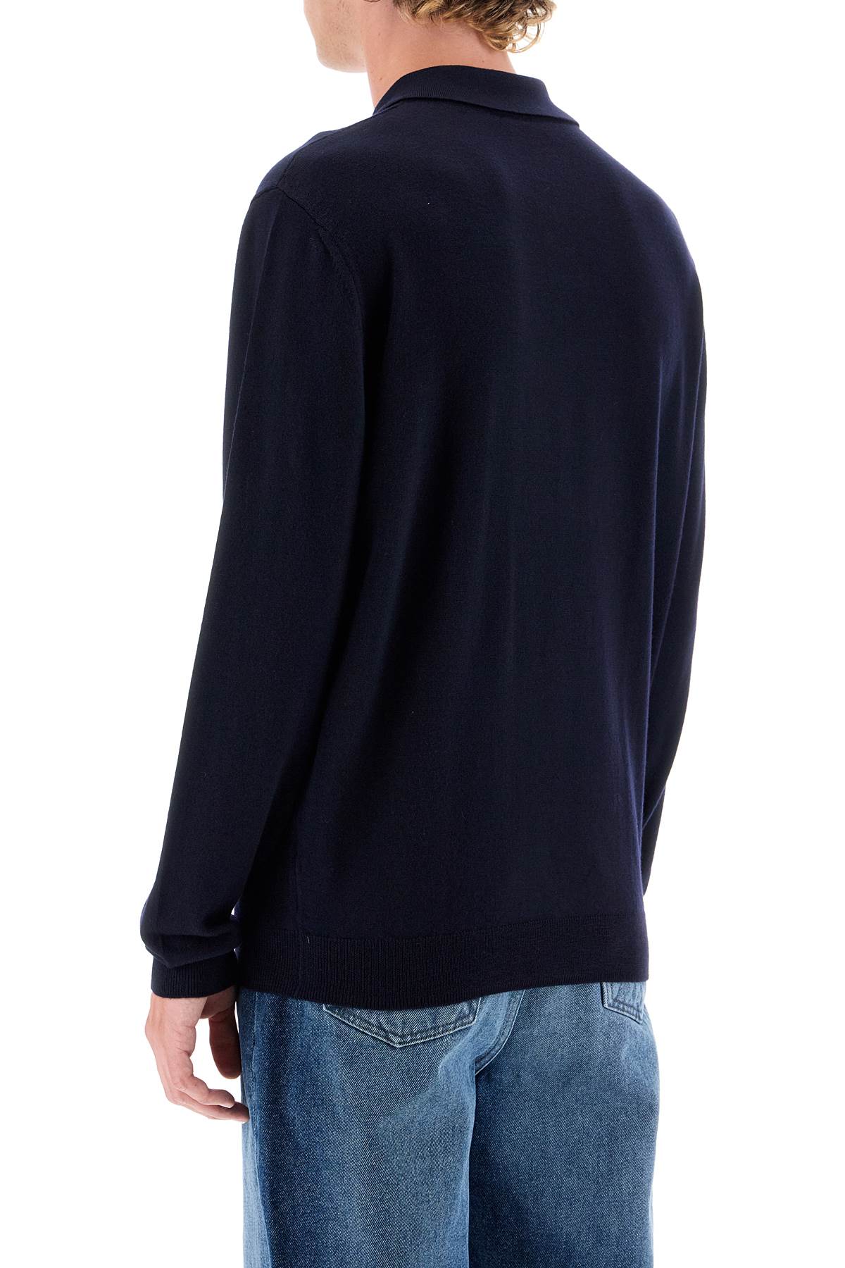 Shop Apc Jacob Wool Pullover Polo Sweater In Dark Navy (blue)