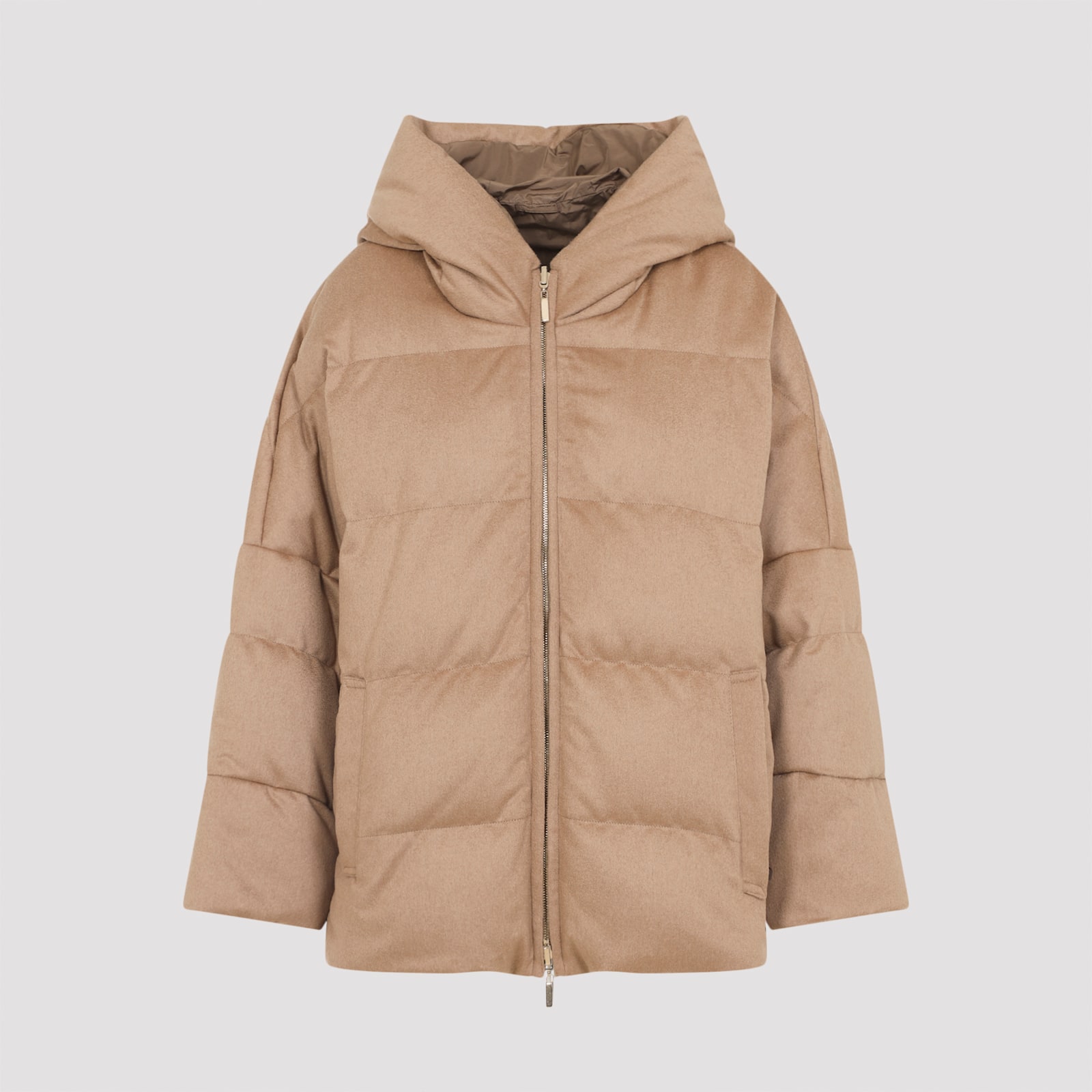 Max Mara The Cube Camel Brown Camel Wool Desiderio Padded Jacket In Brown