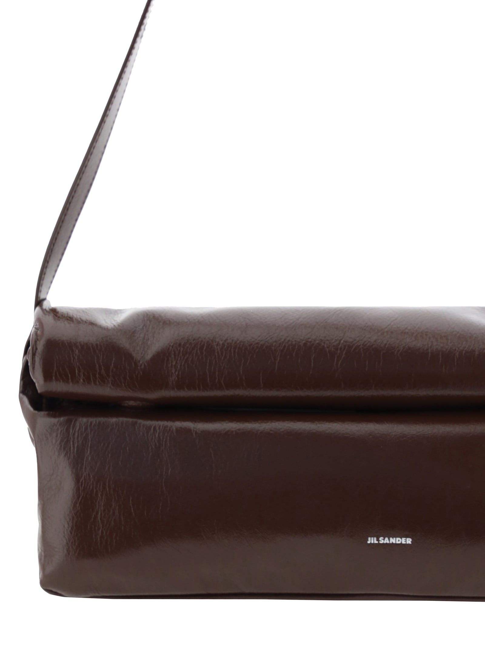 Shop Jil Sander Medium Rollup Shoulder Bag In Chocolate Plum