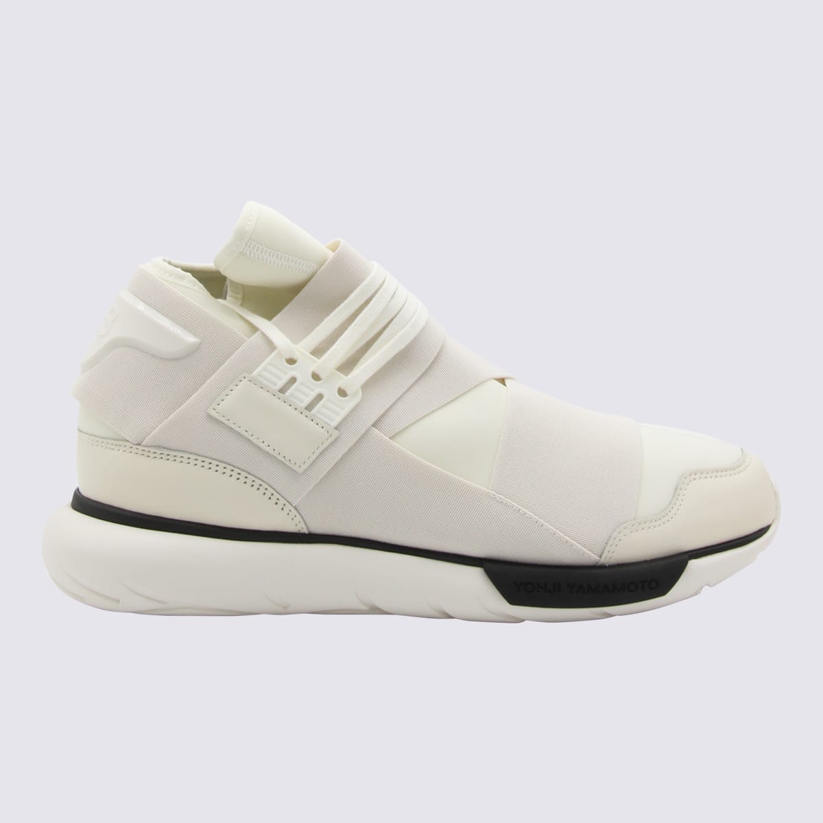 Y-3 White Canvas Sneakers In Off White/cream White/black