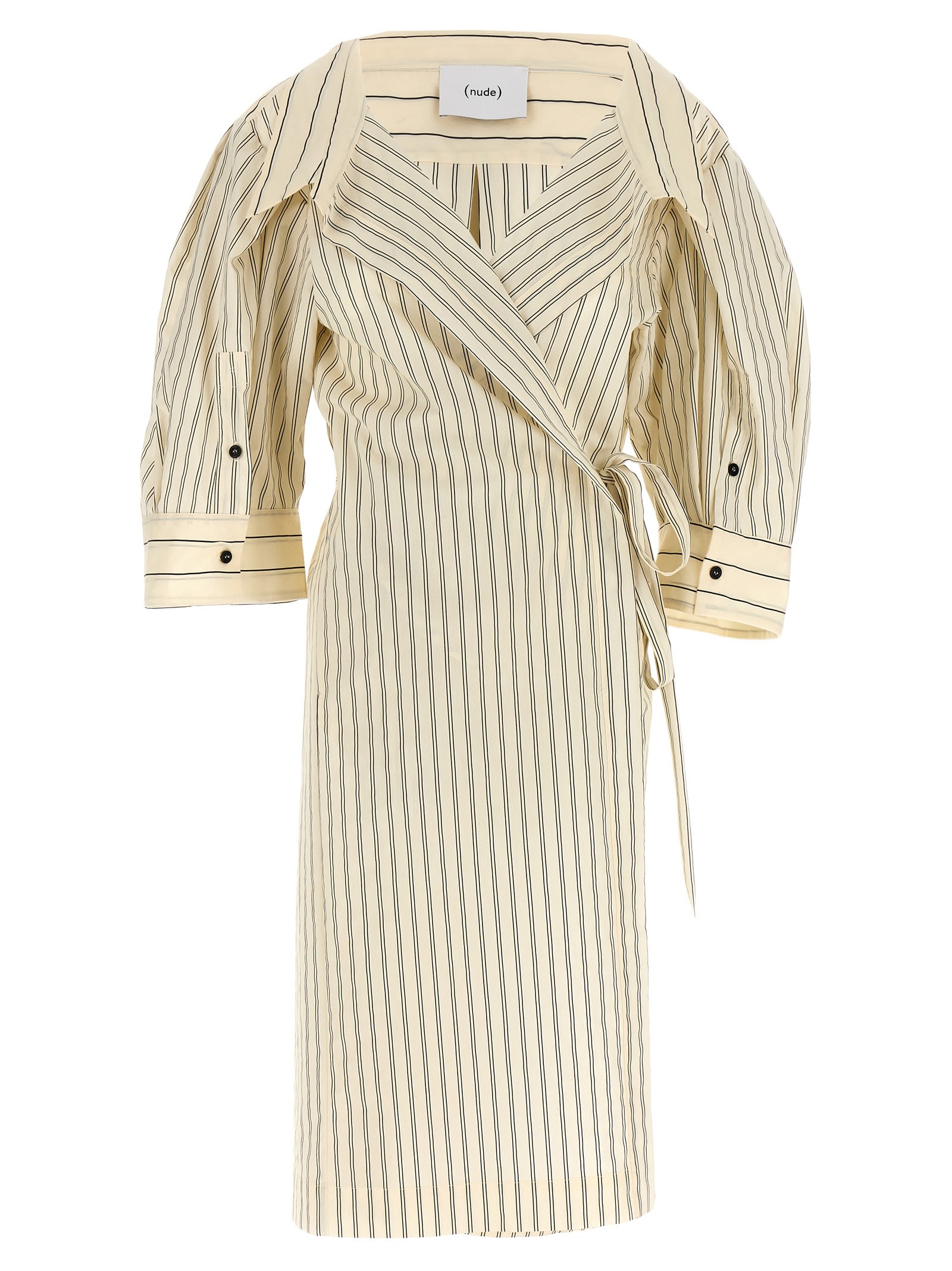 Shop Nude Striped Shirt Dress In White/black