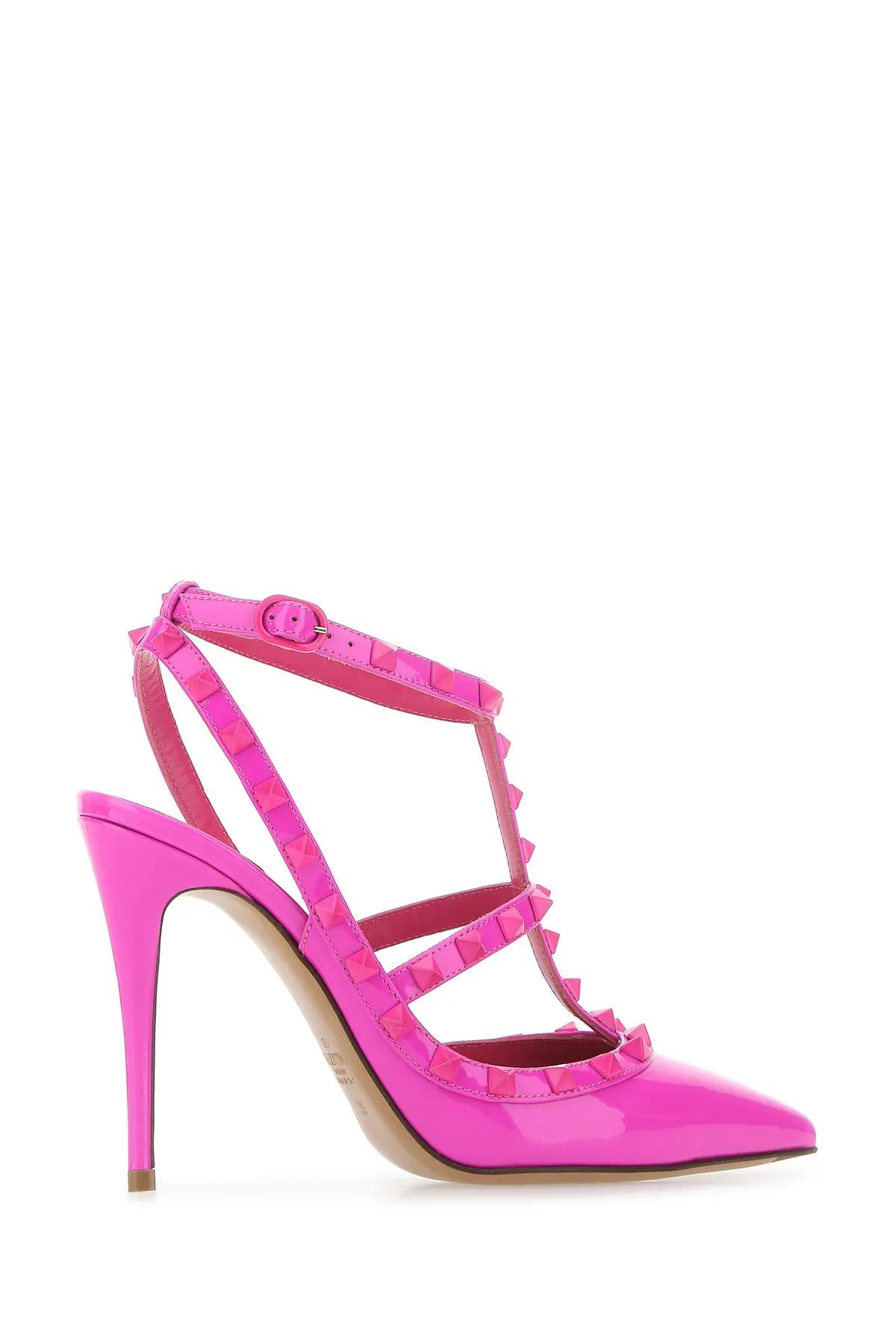 Shop Valentino Pink Pp Leather Rockstud Pumps In Fuchsia