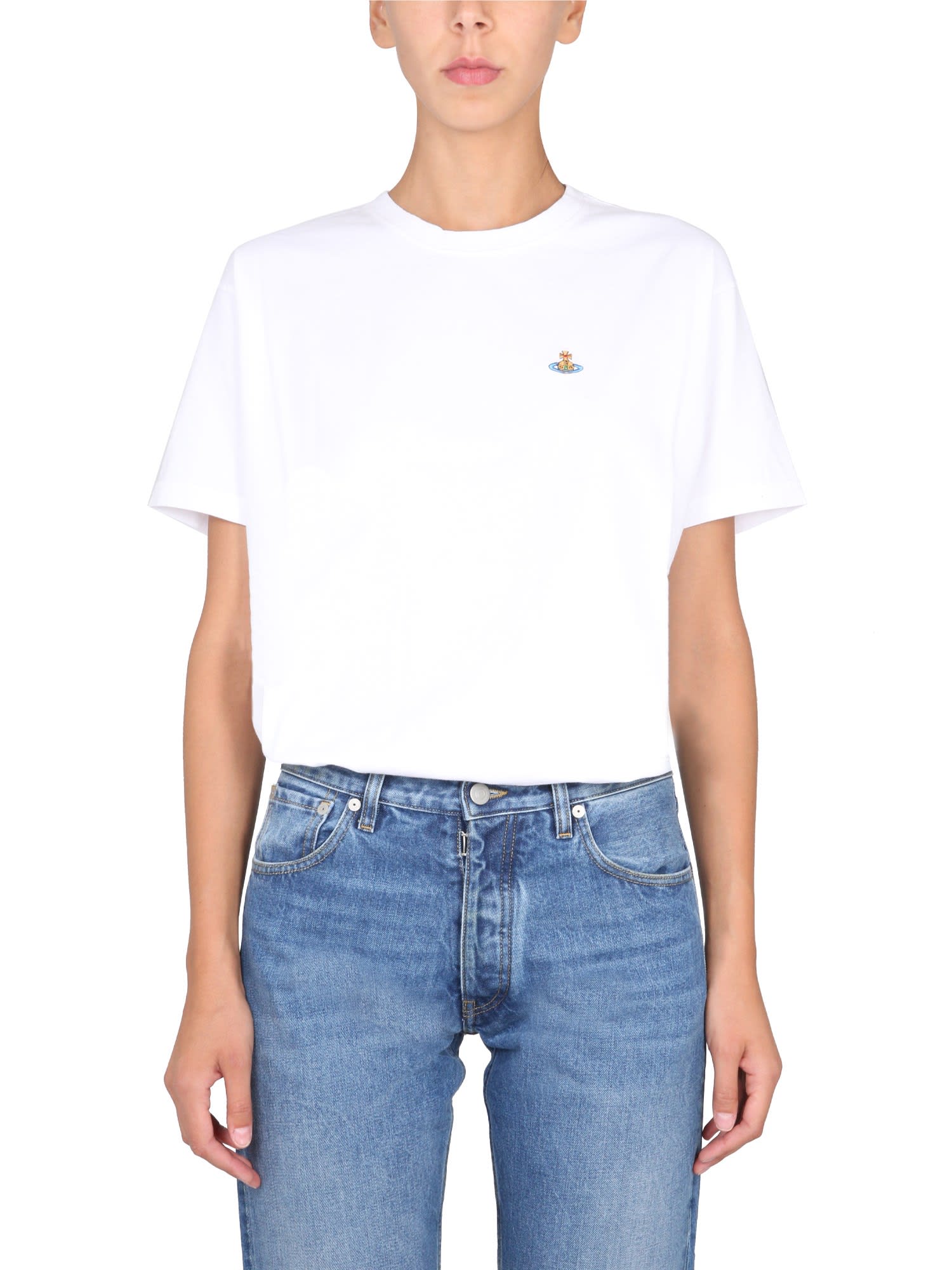 Vivienne Westwood T-shirt With Embroidery In Bianco