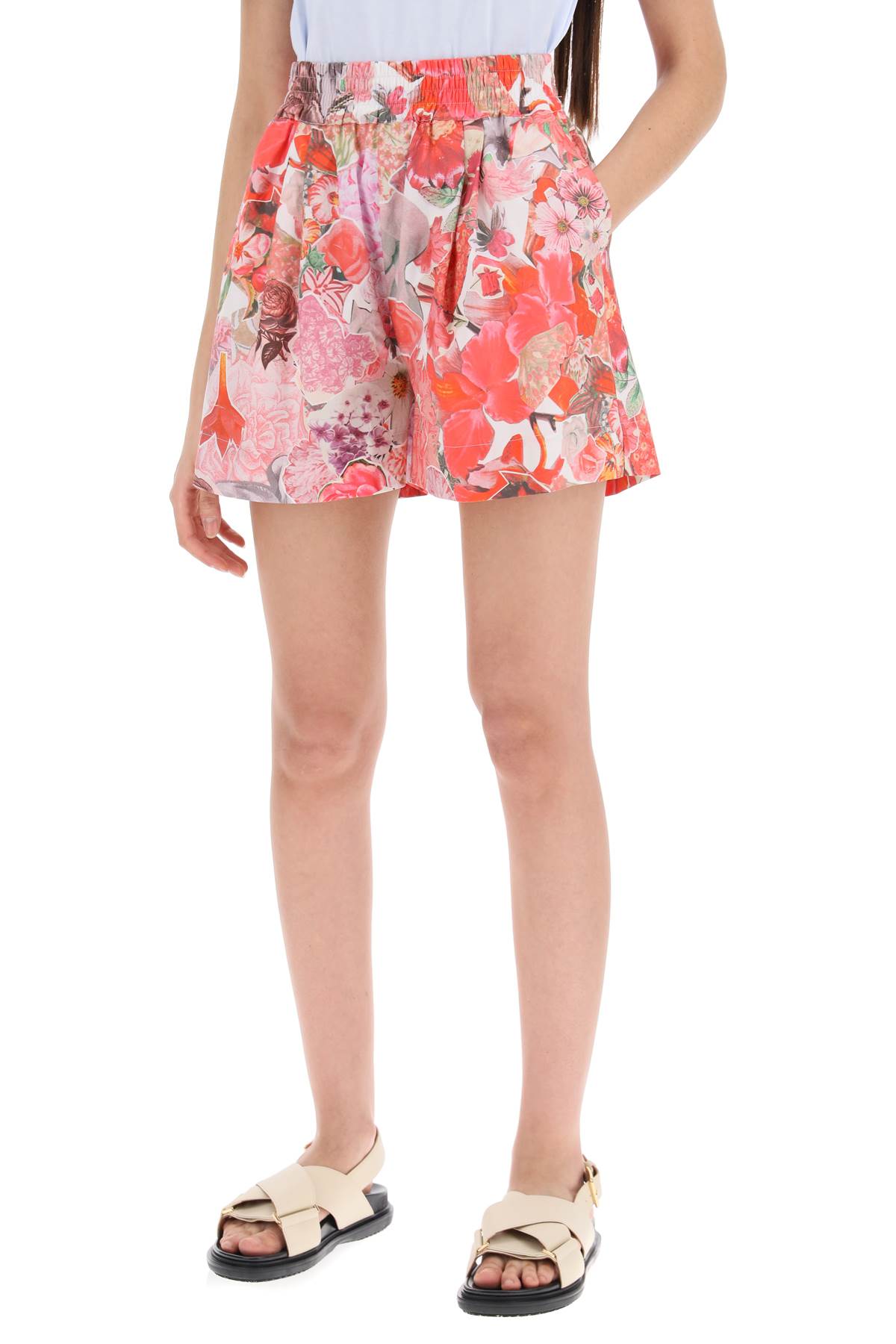 Shop Marni Floral Print Shorts In Pink Clematis (pink)