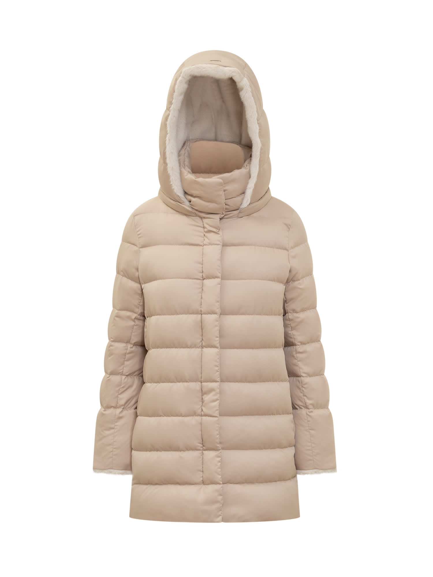 Herno A-shape Down Jacket In Beige Chiaro