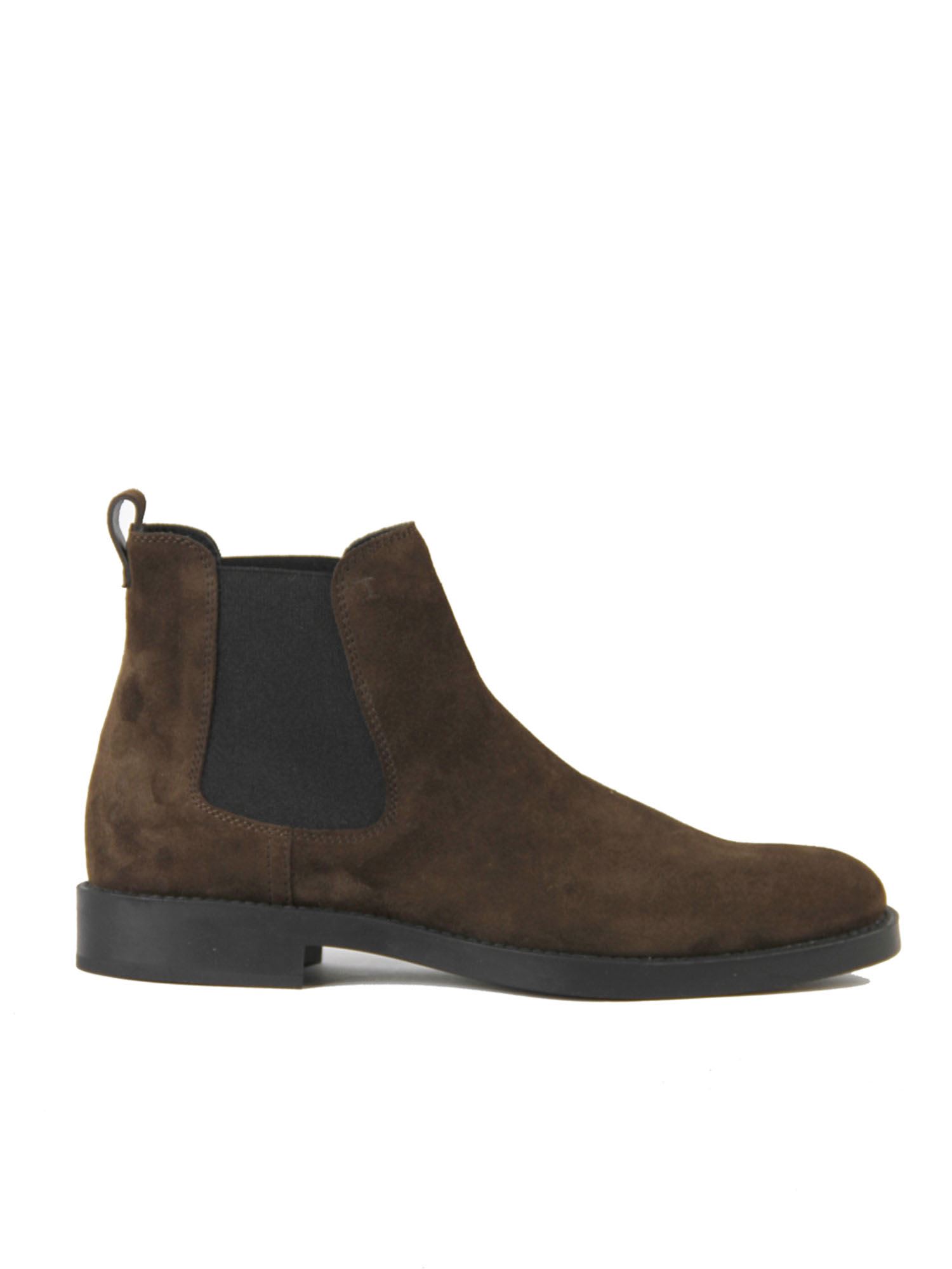 Tods Suede Leather Chelsea Boots In Brown
