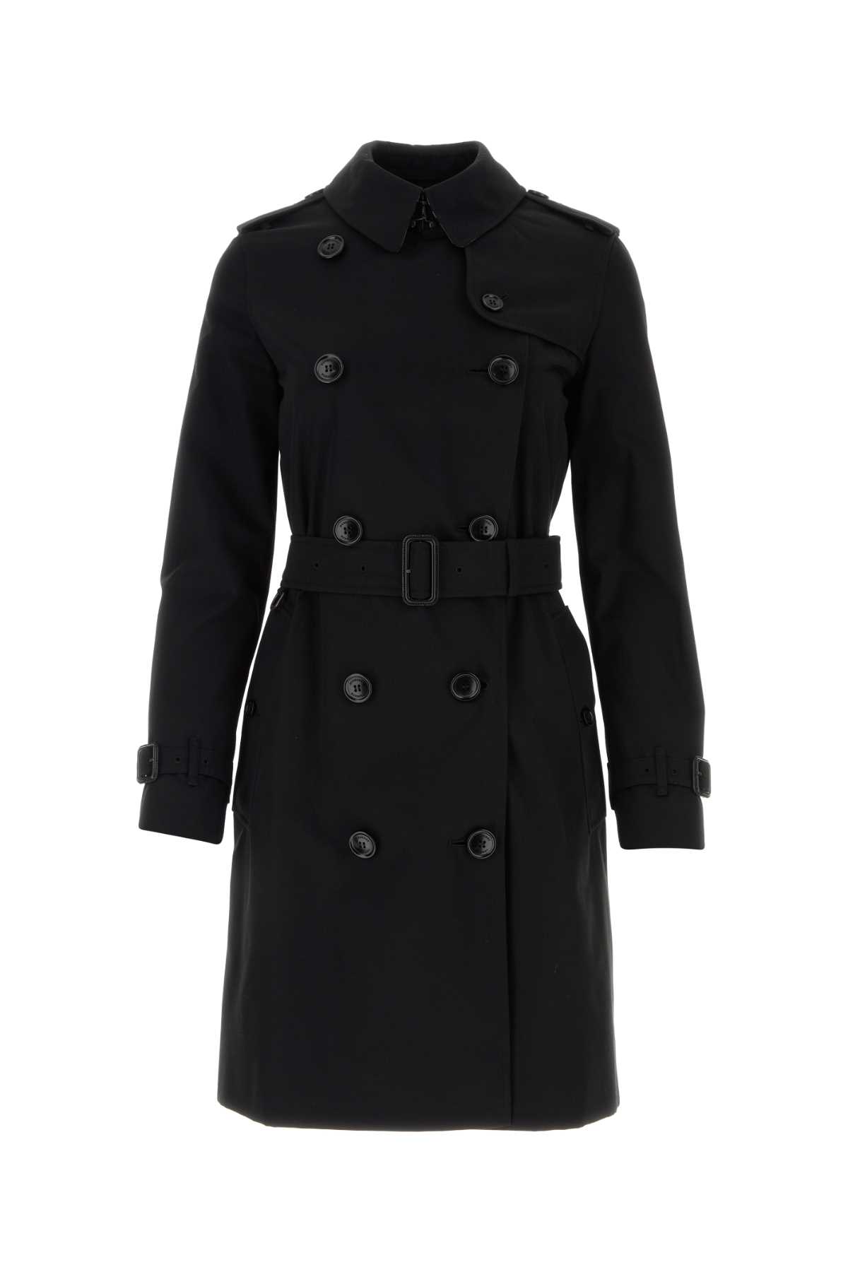 Shop Burberry Black Gabardine Trench Coat