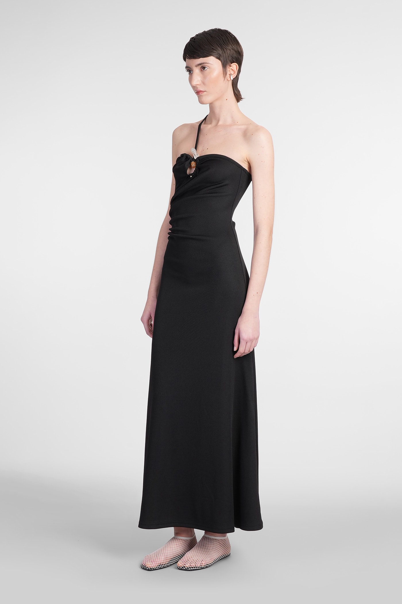 Christopher Esber Concave Stone One-shoulder Cami Maxi Dress In Black
