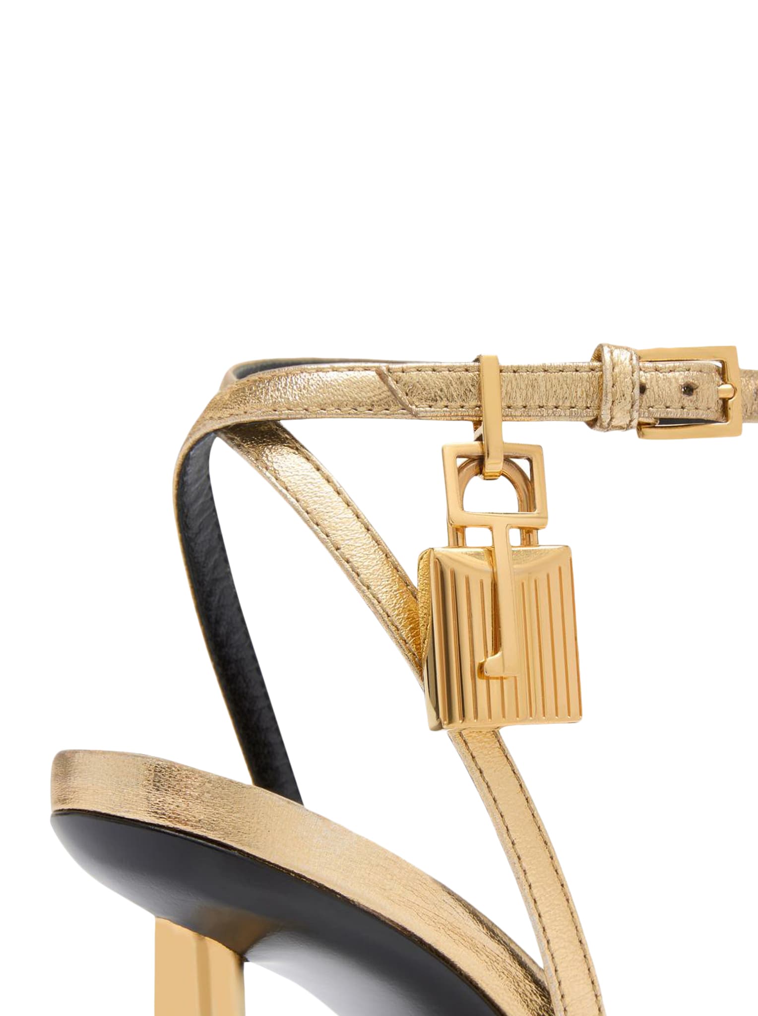 Shop Tom Ford Laminated Nappa Pointy Naked Sandal In Gold