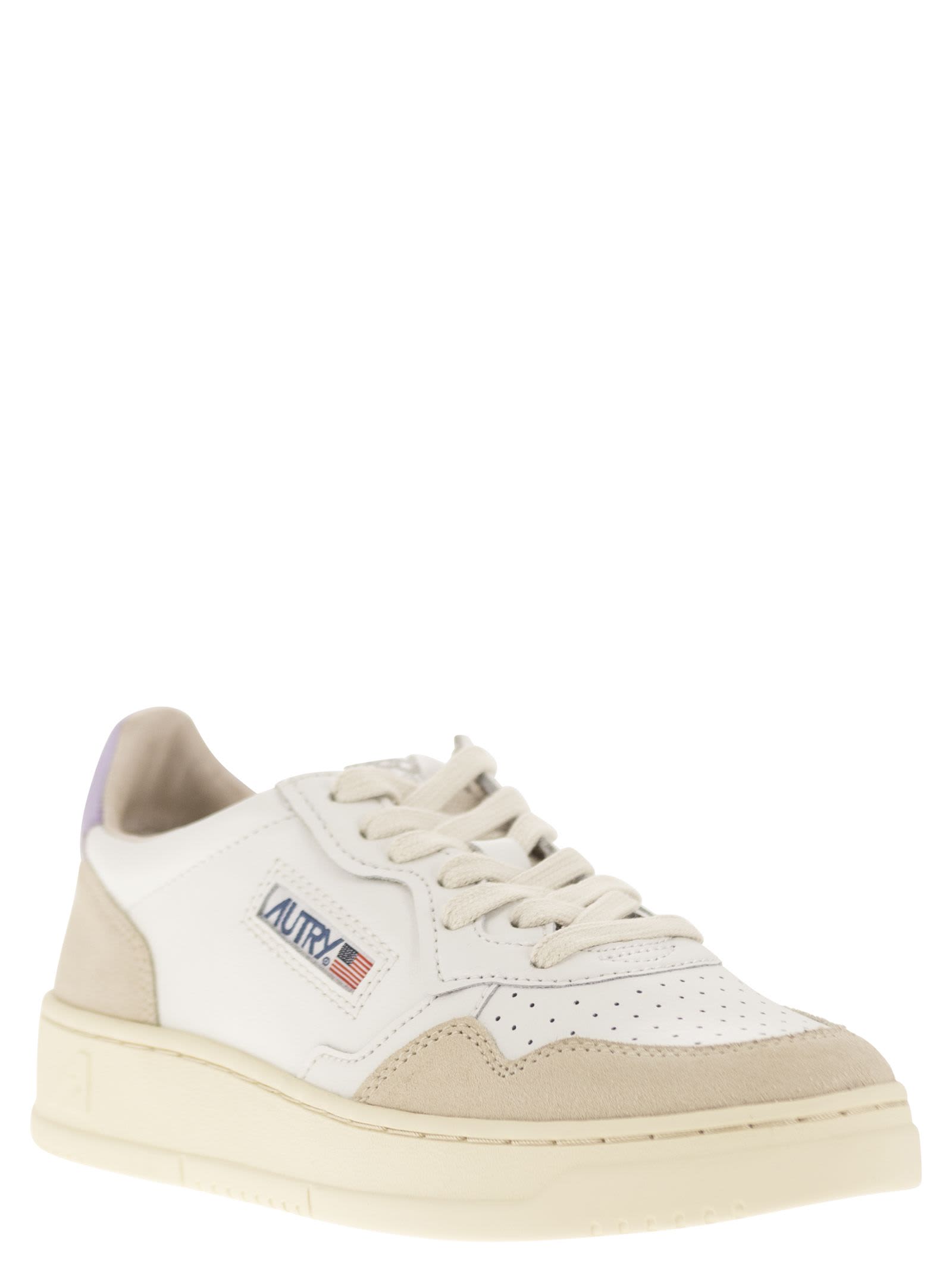 Shop Autry Medalist Low - Leather Sneakers In White Lilac