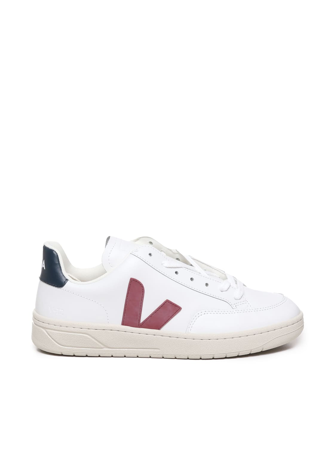 Shop Veja V-12 Sneakers With Inserts In White, Red