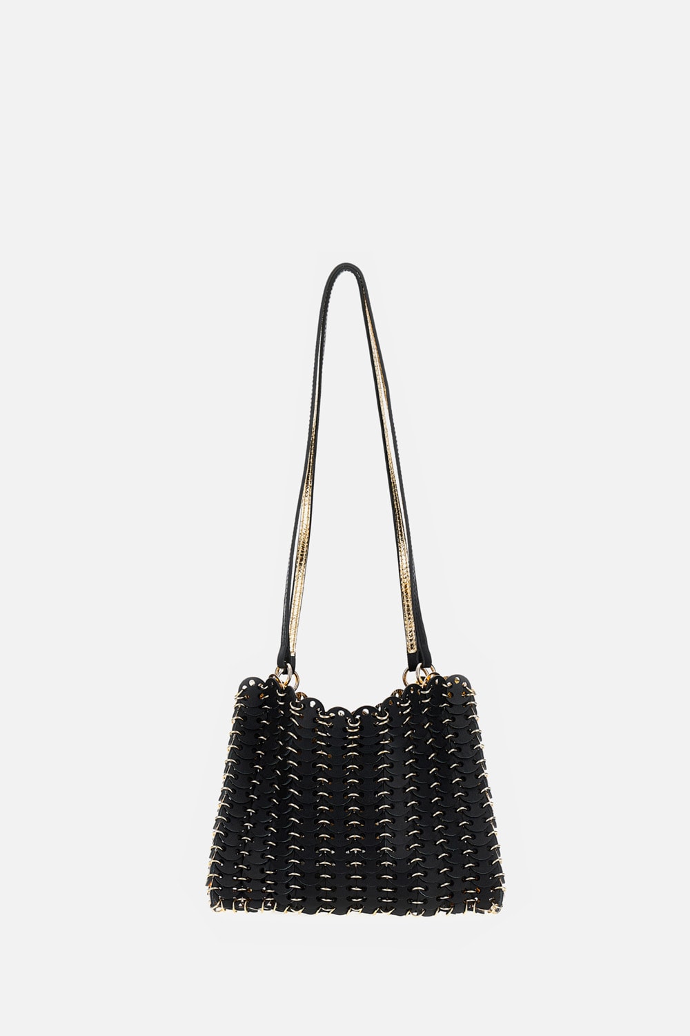 Rabanne Sac A Main Leather Disc Link Shoulder Bag In Black